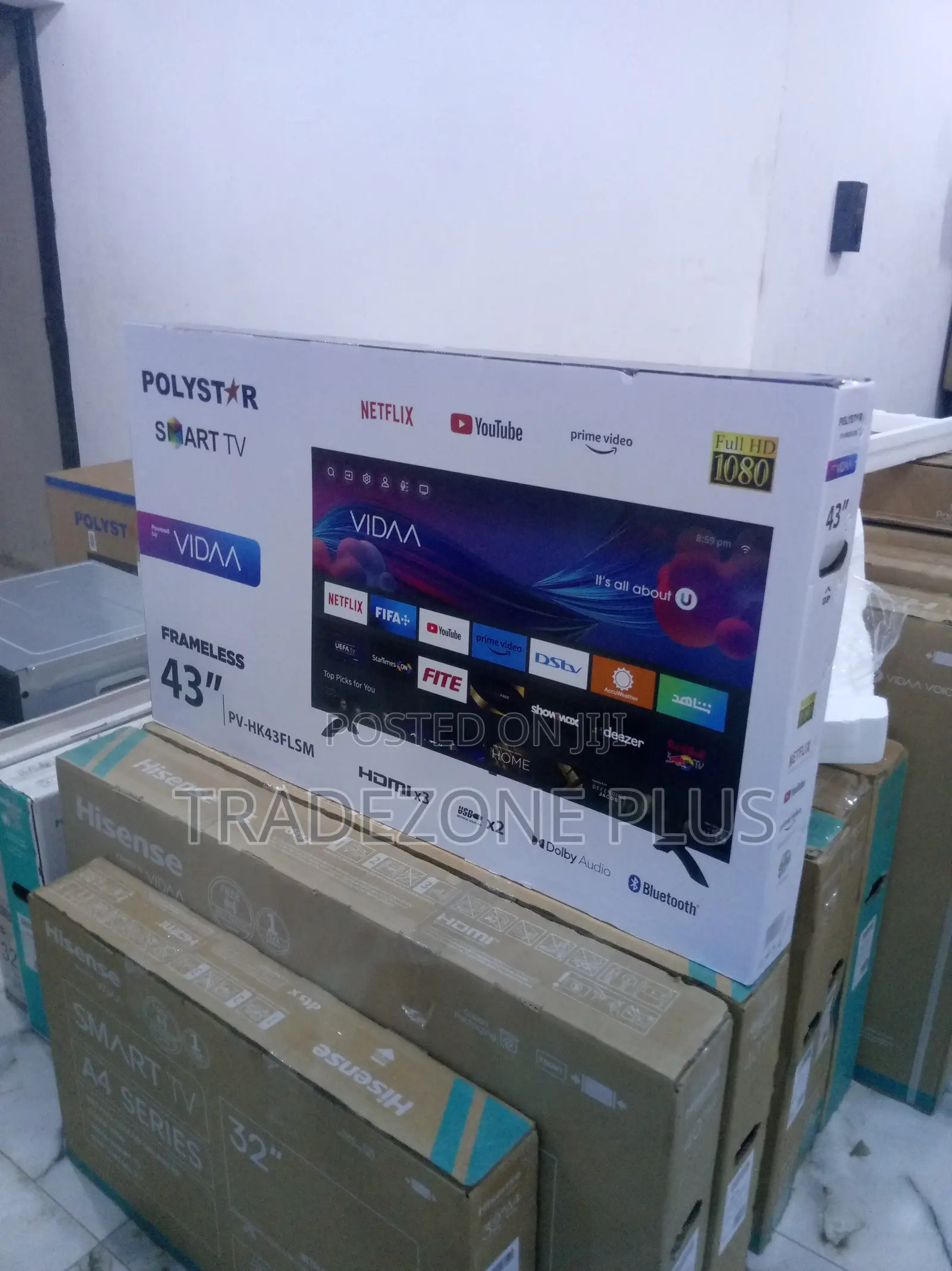 Polystar 43" Smart Vidaa Full HD Frameless TV Pv-Hk43flsm