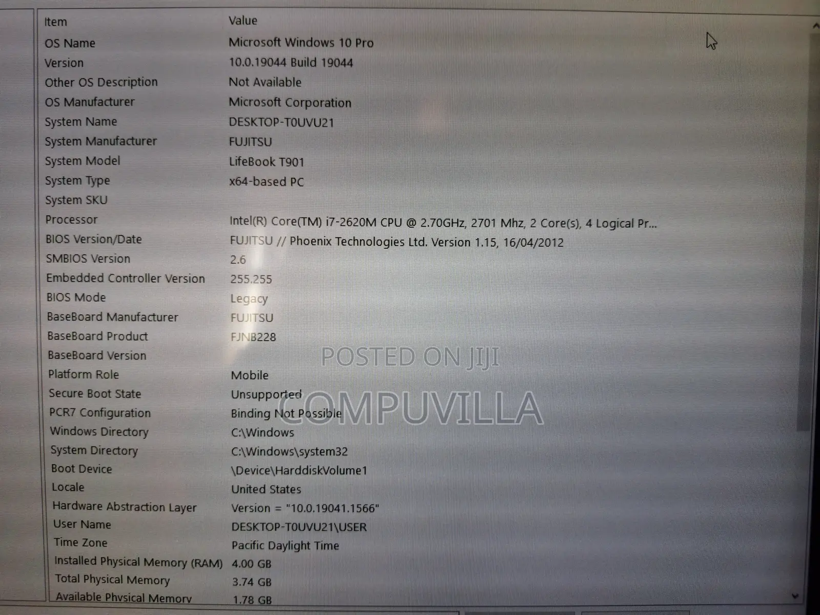 Laptop Fujitsu Lifebook T901 8GB Intel Core i7 HDD 320GB