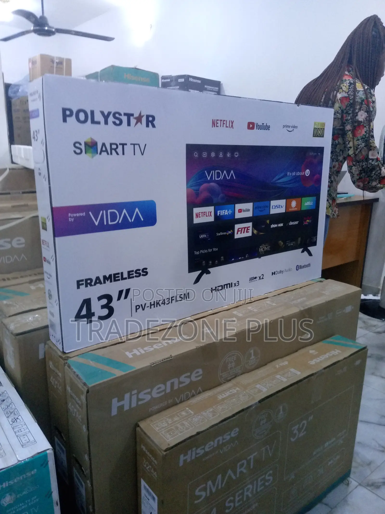 Vidaa Powered Polystar 43" Smart Frameless TV Pv-Hk43flsm