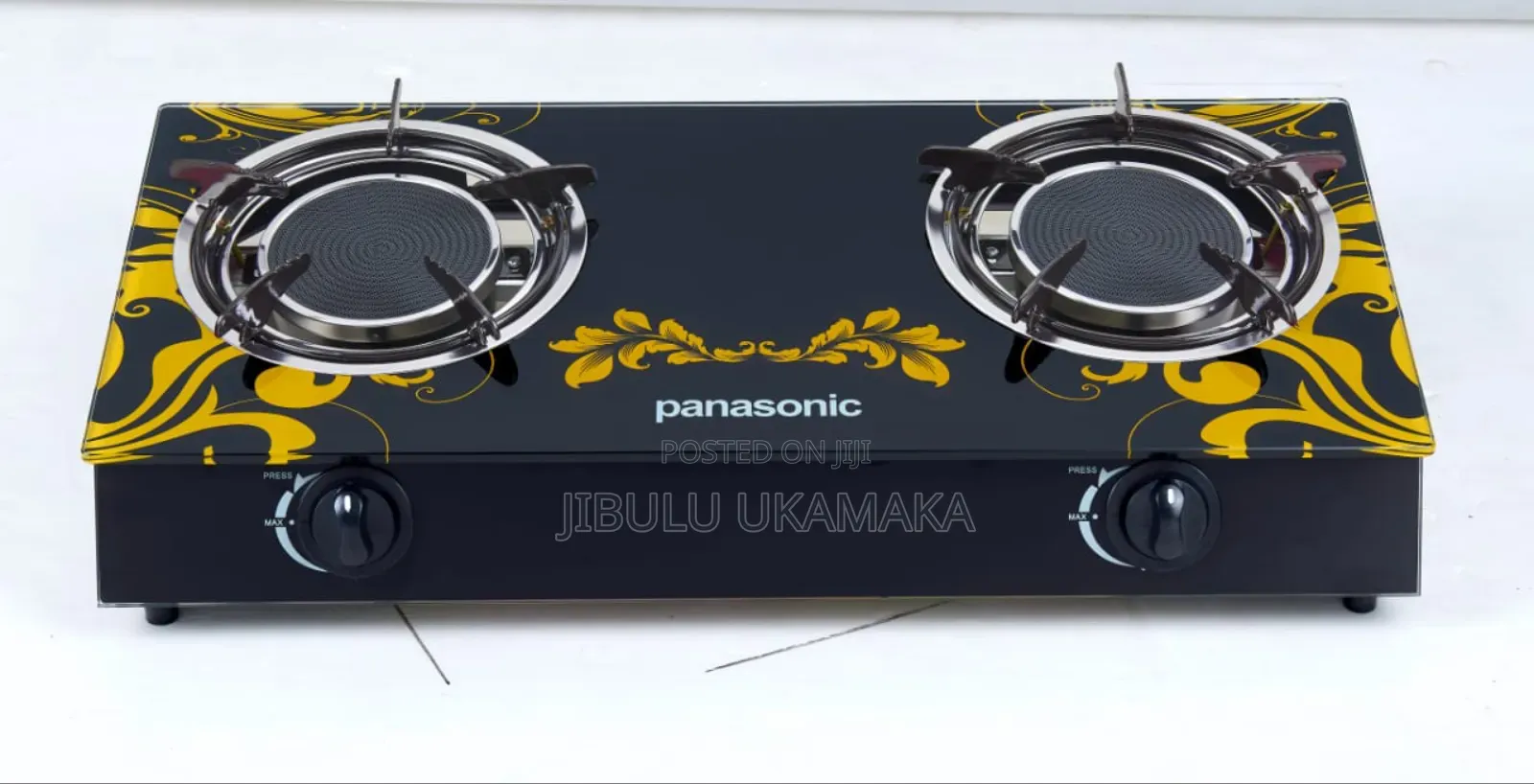 2 Burner Panasonic Inferred Glas Table Top Gas Cooker-Black