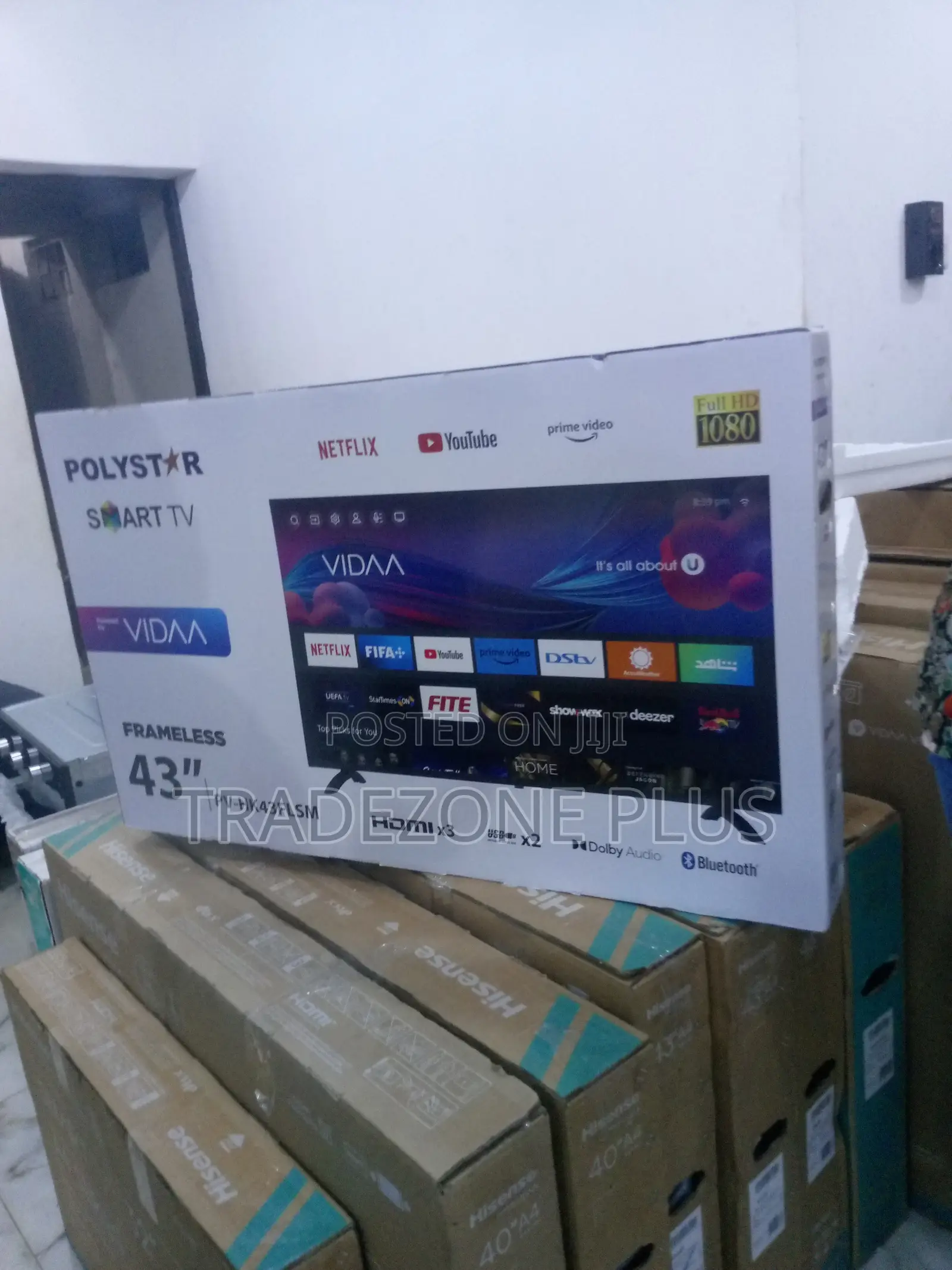 New Polystar 43" Smart Vidaa Full HD Frameless TV