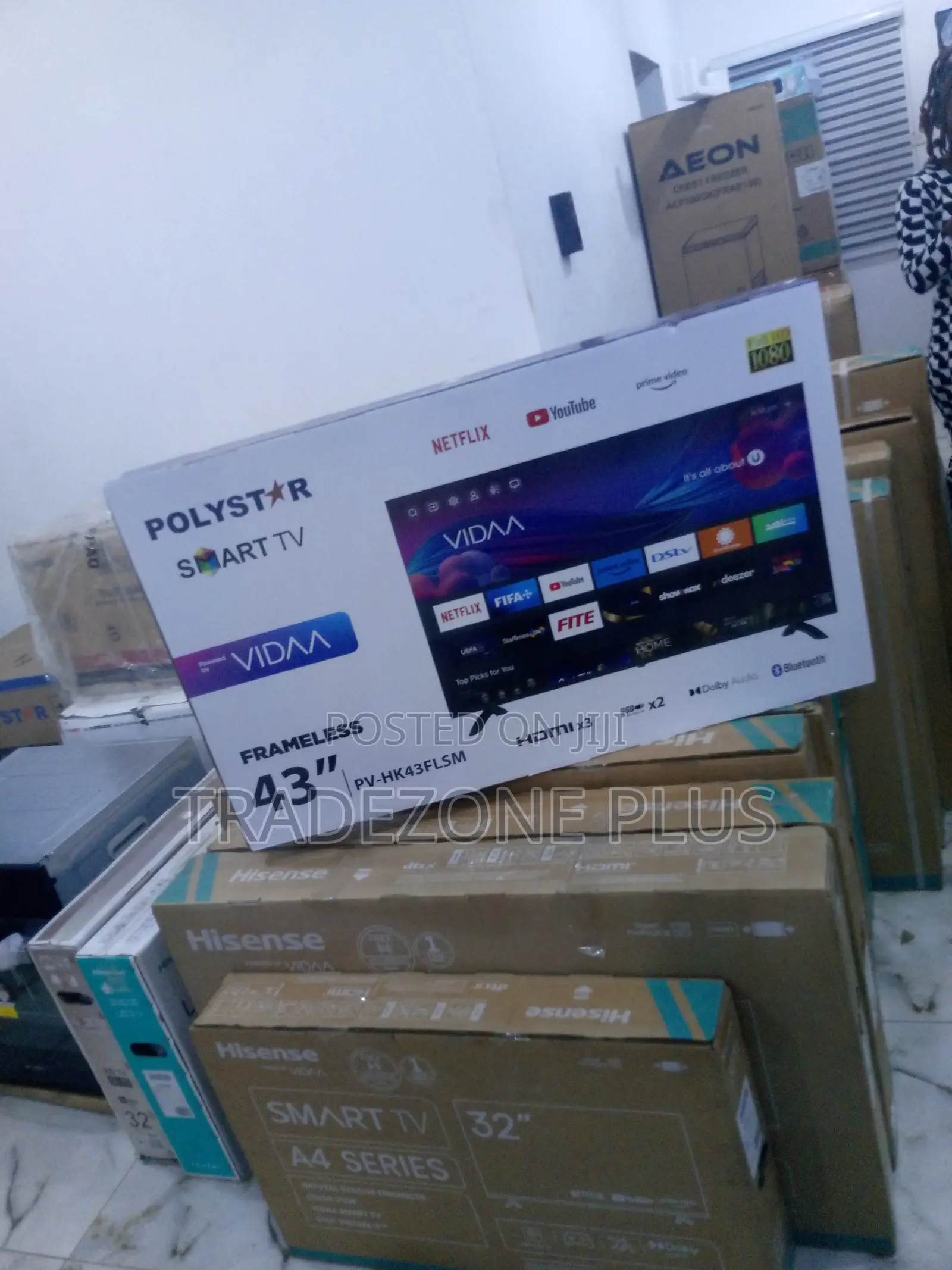 New Polystar 43" Smart Vidaa Full HD Frameless TV