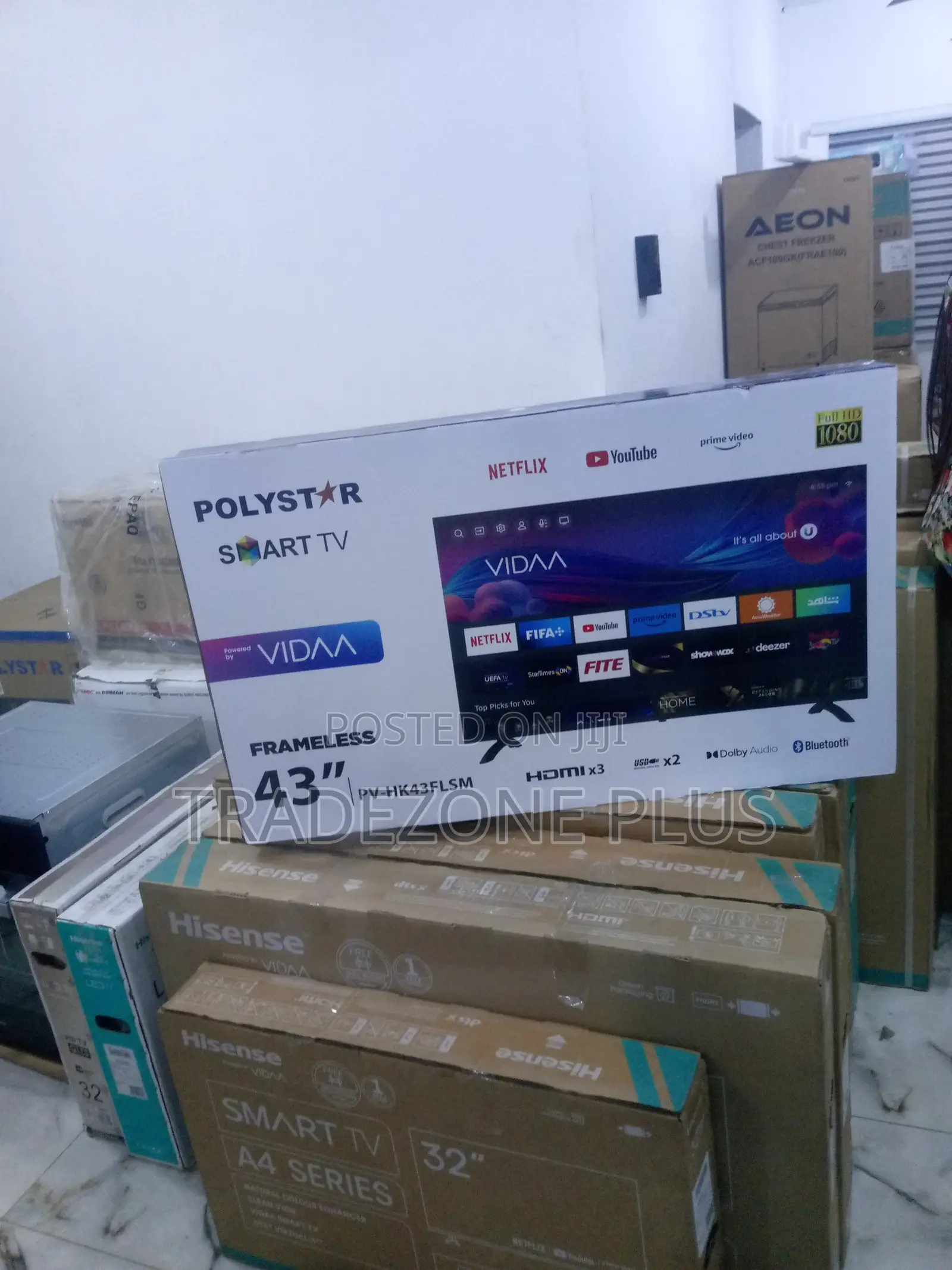 New Polystar 43" Smart Vidaa Full HD Frameless TV Pv-Hk43fls