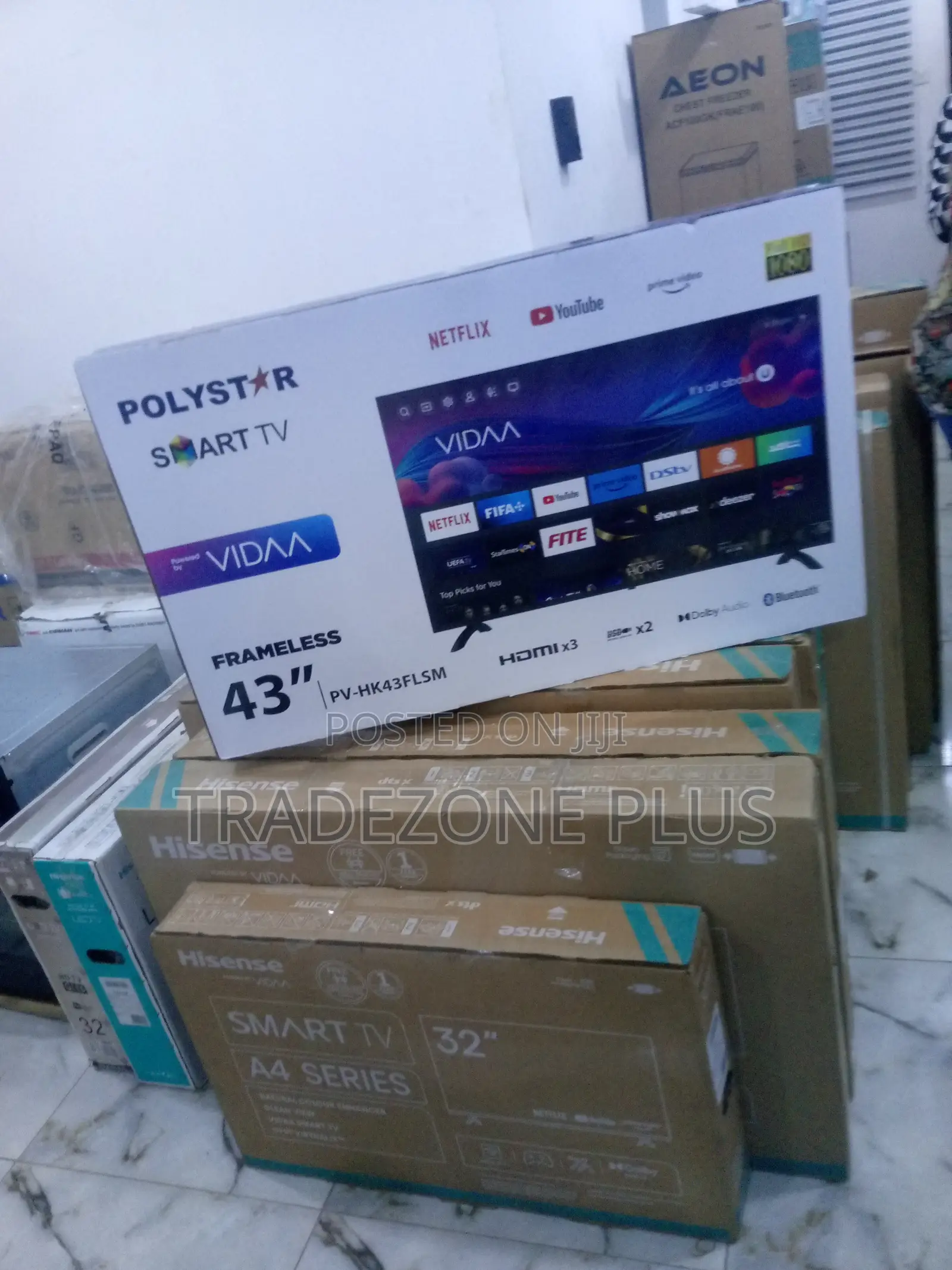 New Polystar 43" Smart Vidaa Full HD Frameless TV Pv-Hk43fls