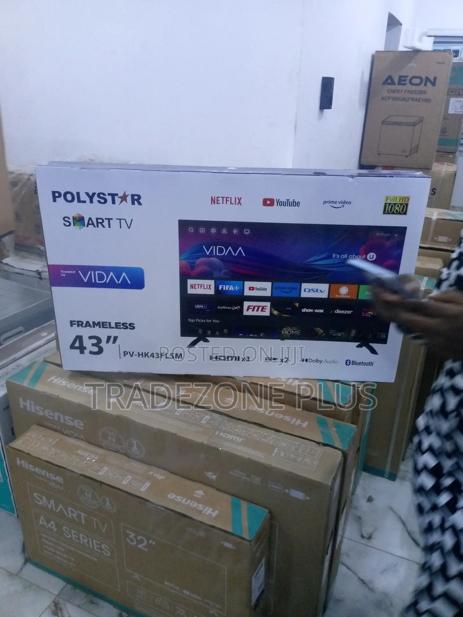New Polystar 43" Smart Vidaa Full HD TV Pv-Hk43flsm