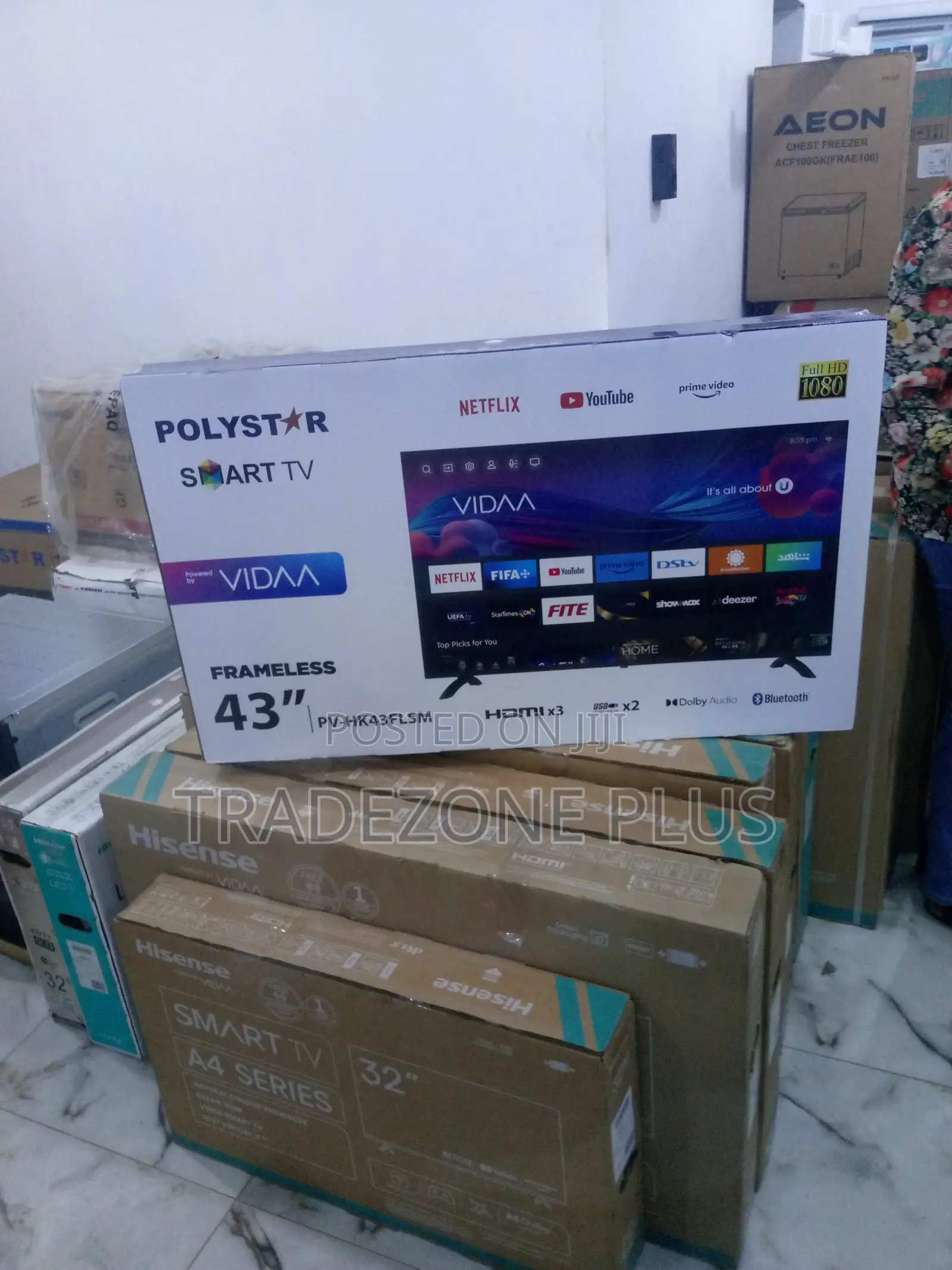 New Polystar 43" Smart Vidaa Full HD TV Pv-Hk43flsm