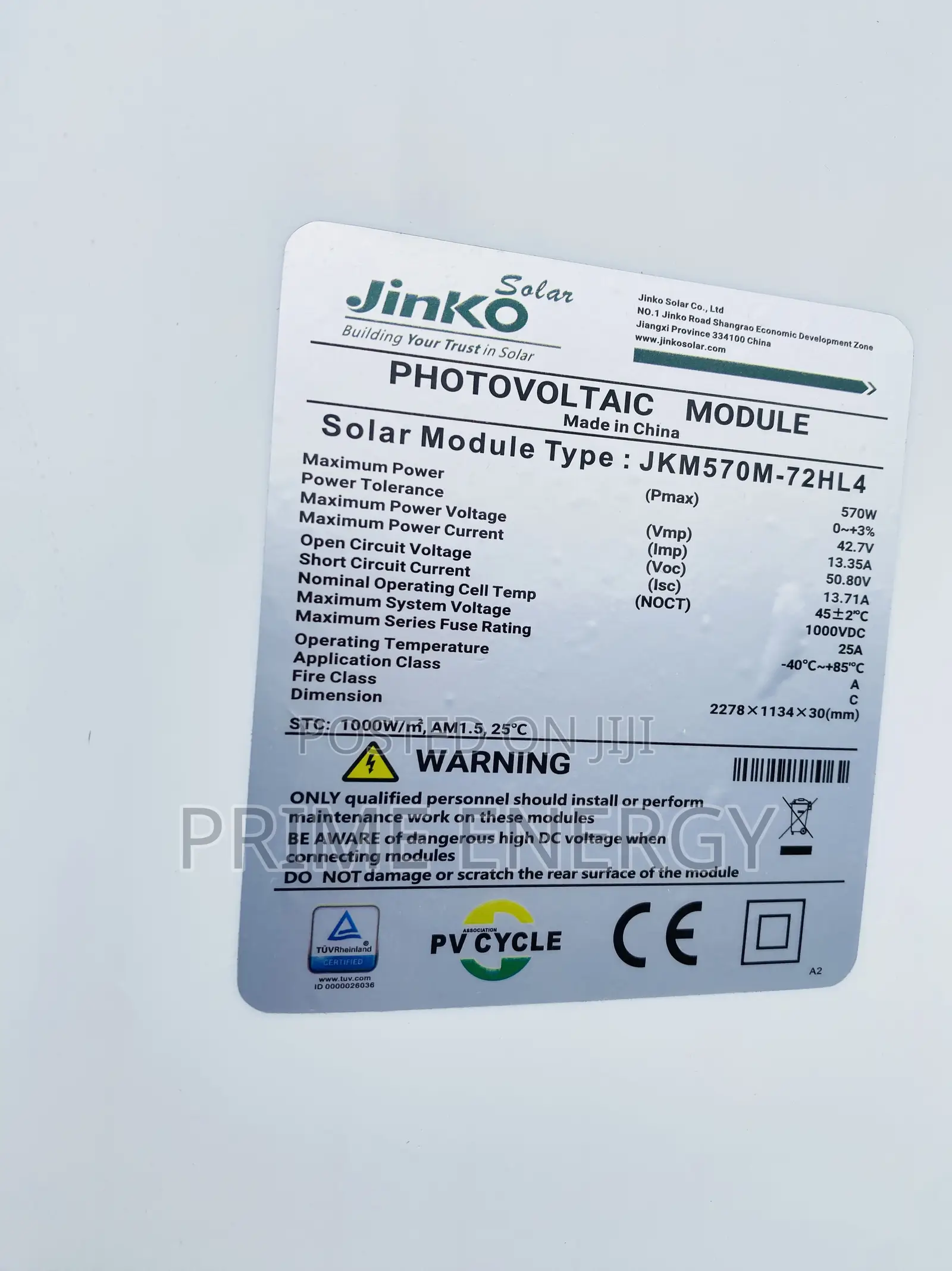 570w Jinko Solar Panels