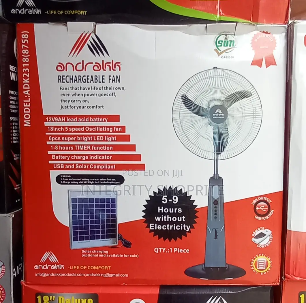 Andrakk 18" Rechargeable Standing Fan