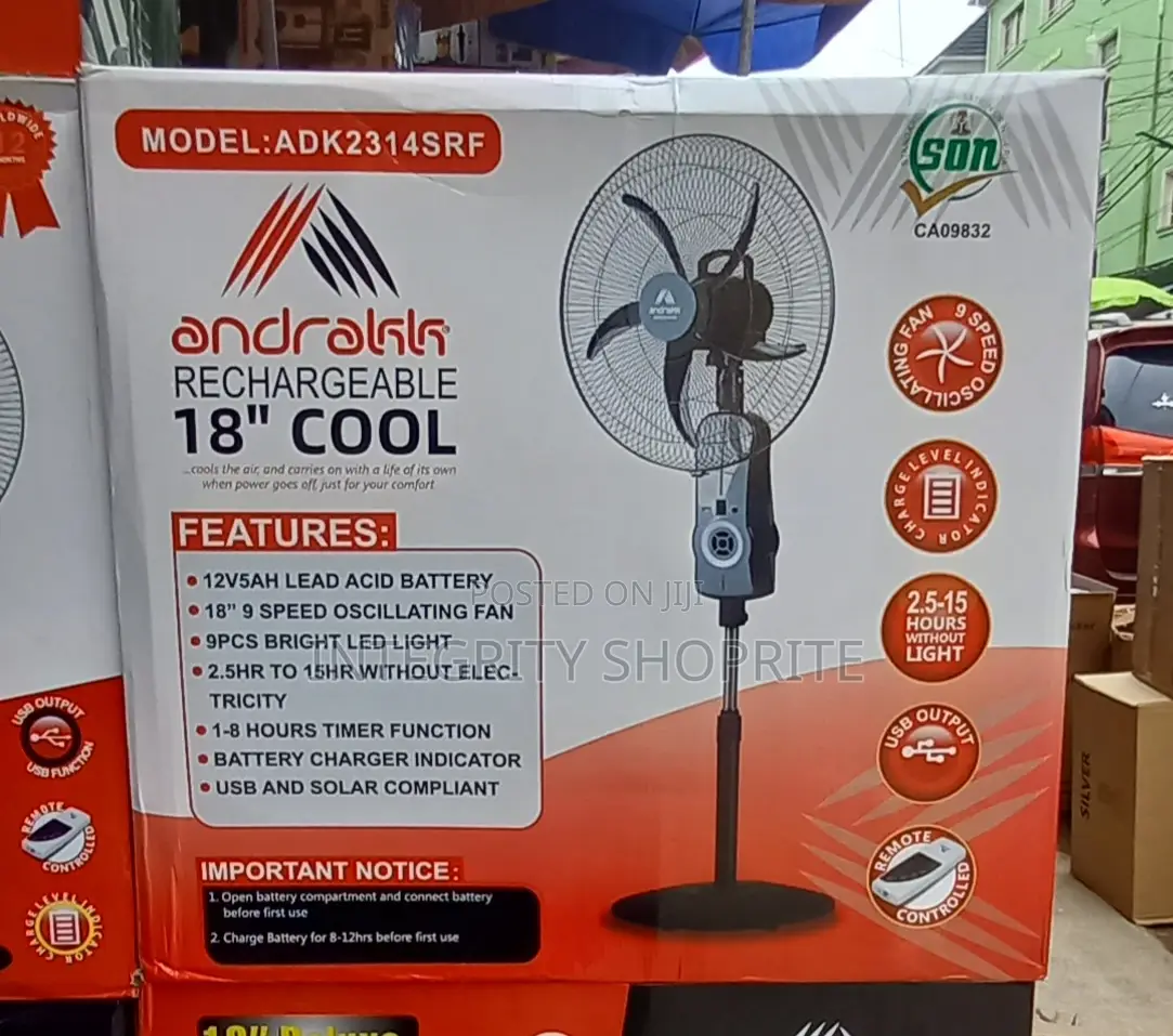 Andrakk 18inches Rechargeable Fan