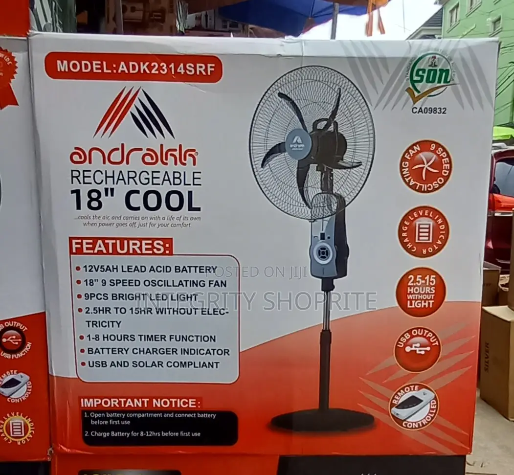 Andrakk 18inches Rechargeable Fan