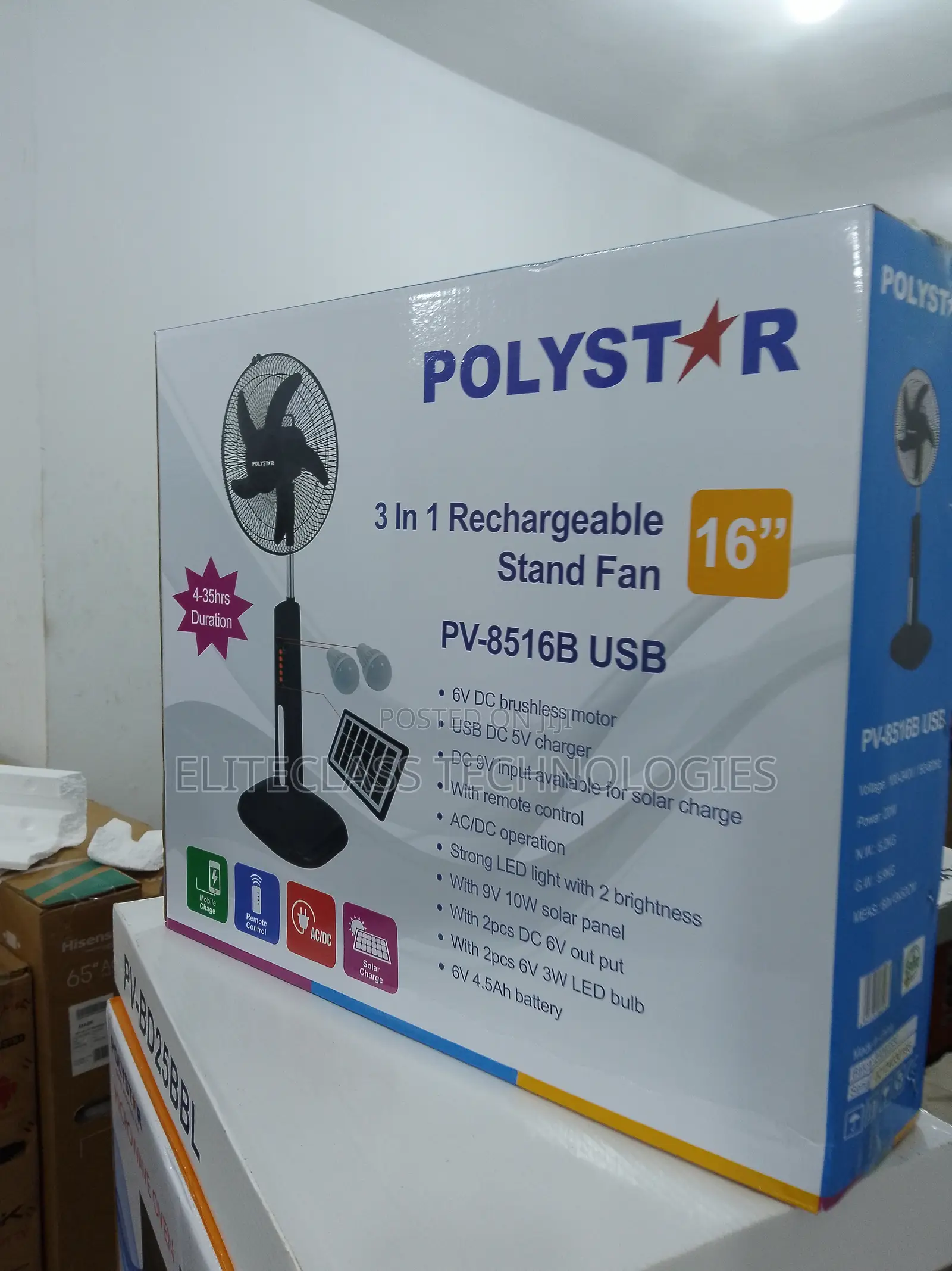 Best Selling Polystar Rechargeable Fan 16''