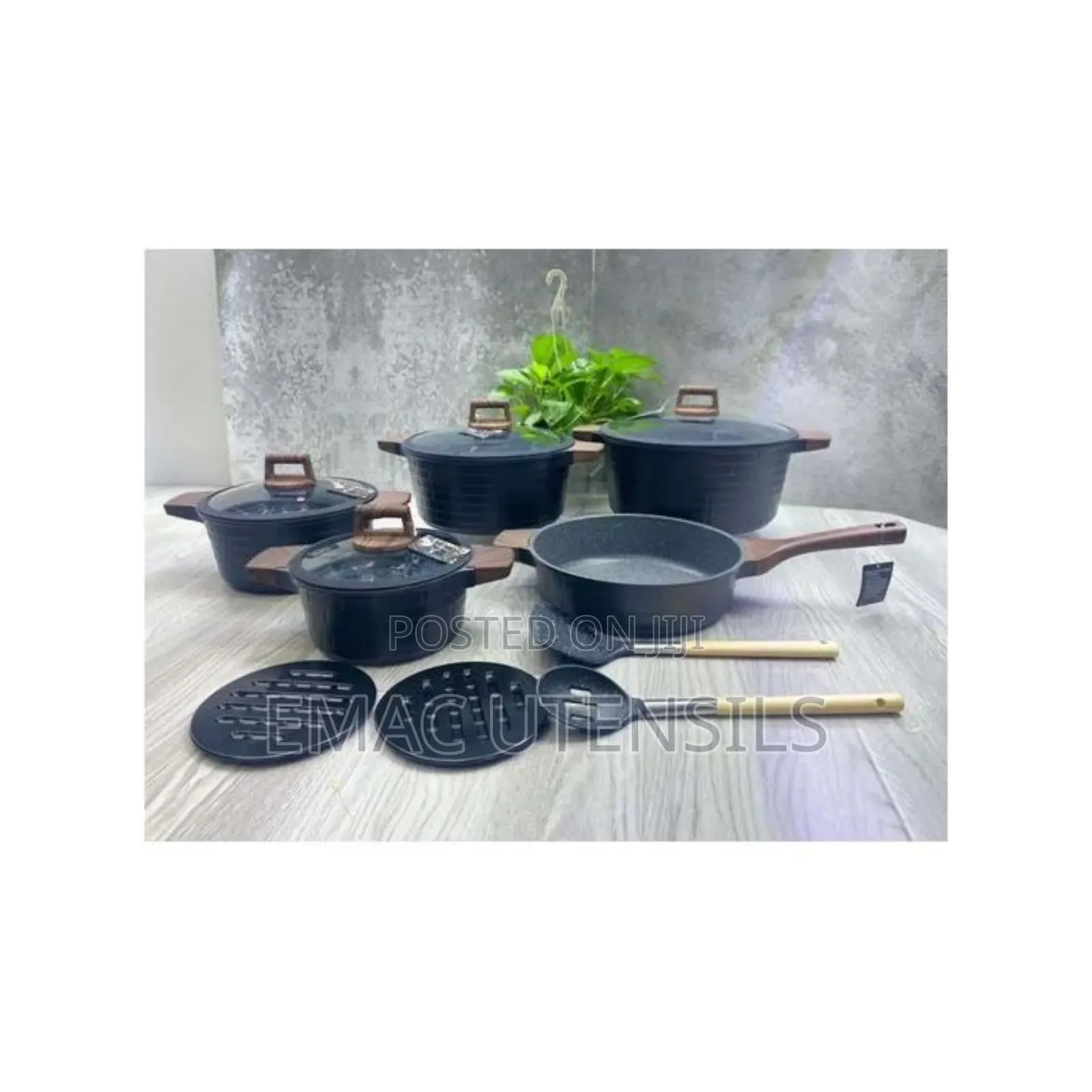 Non Stick 13PCS Set Diecast Non-Stick Pots-Granite Effect