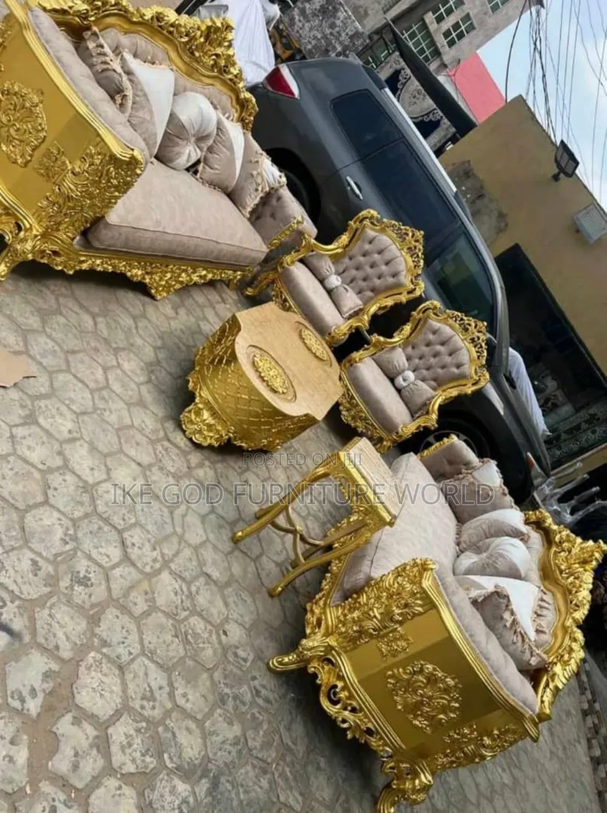Set of the Complete Set of Turkish Royal Fabric Sofa Chair