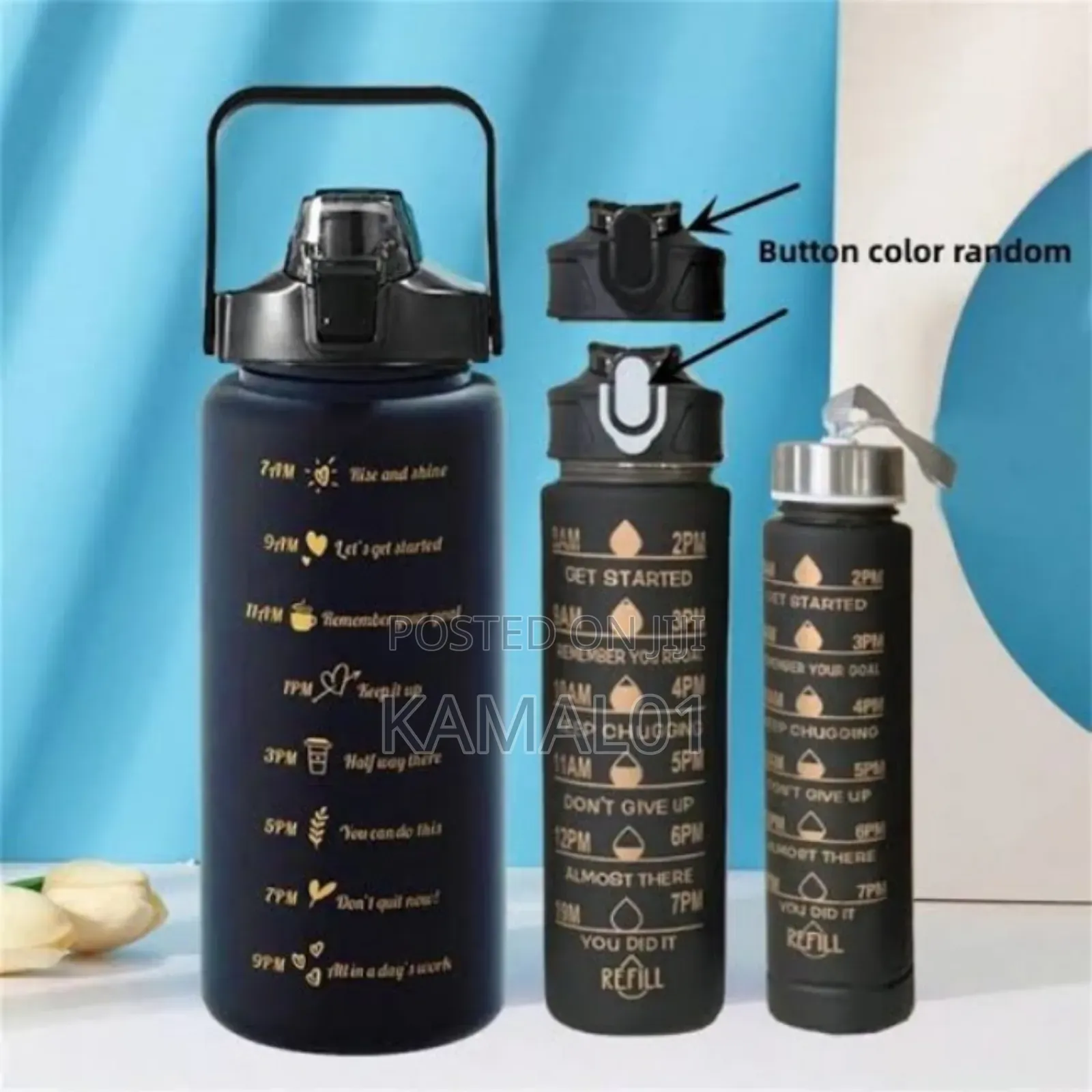 3 in 1 Sports Water Bottle With Time to Drink 
