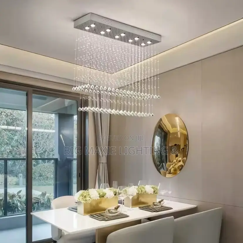 Luxury Silver Crystal Raindrop Living Room Chandelier
