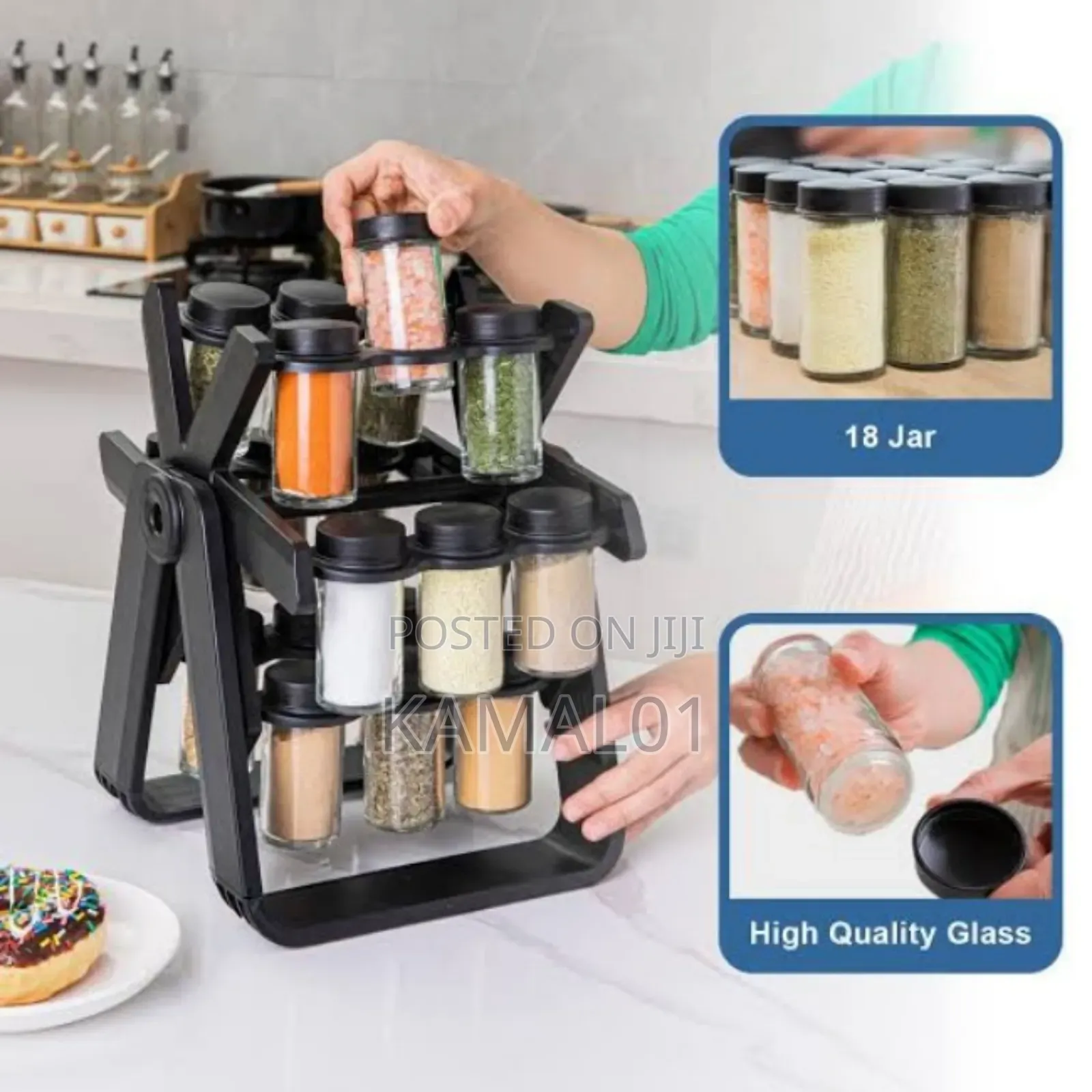 Rotating Spices Rack - 18 Spice Jar Hold