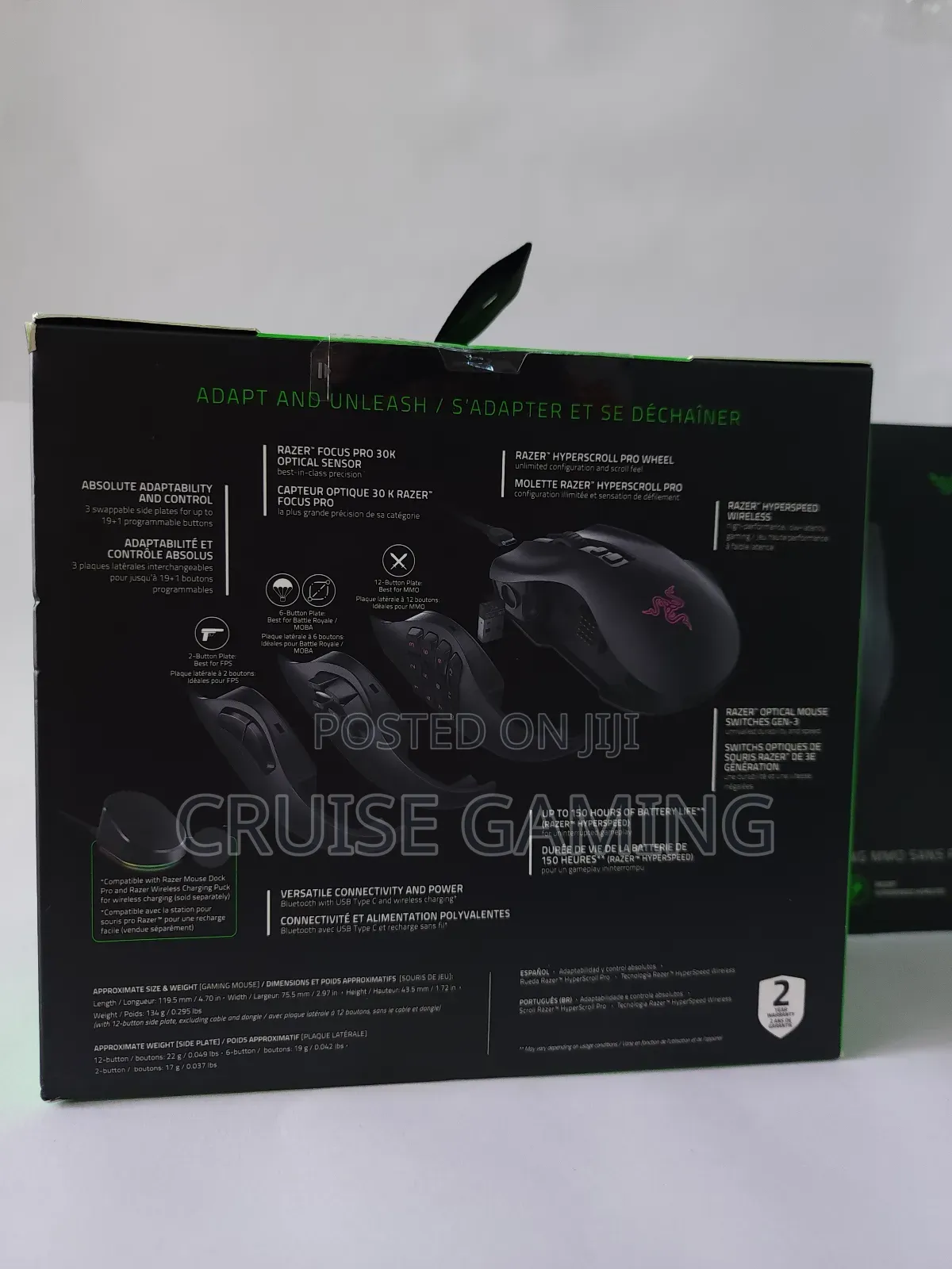 2022 Razer Naga V2 Pro Mmo Wireless RGB Gaming Mouse Bluetooth 2.4ghz