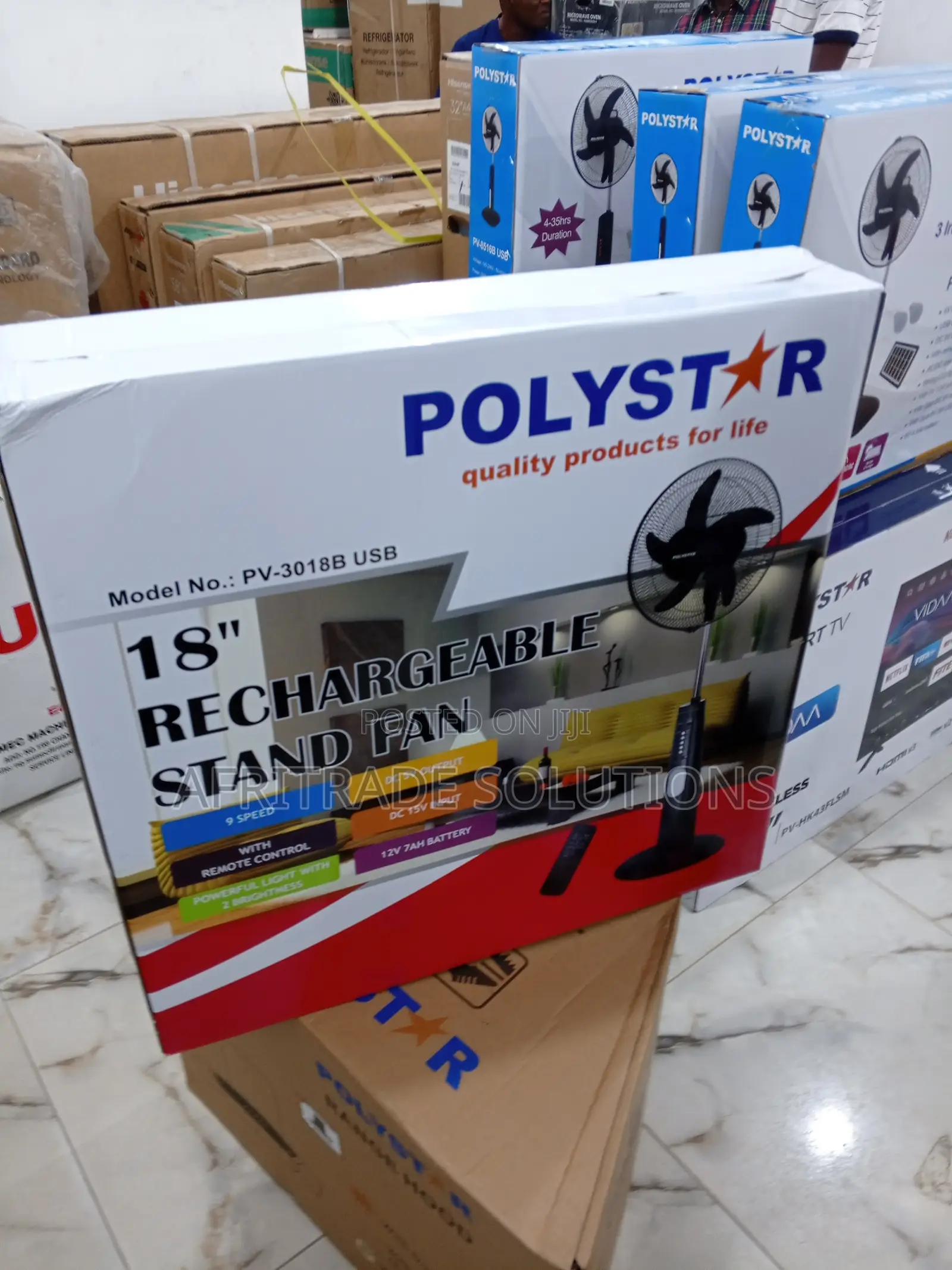 Quality Polystar 18” Rechargeable Stand Fan