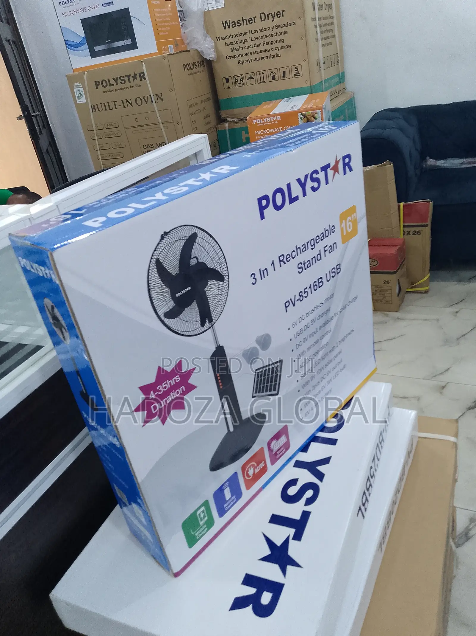 The New Polystar 16" 3in 1 Rechargeable Standing Fan