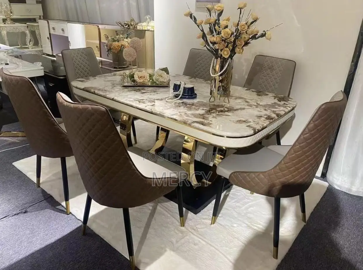 Dining With Six Seaters and Marble Top