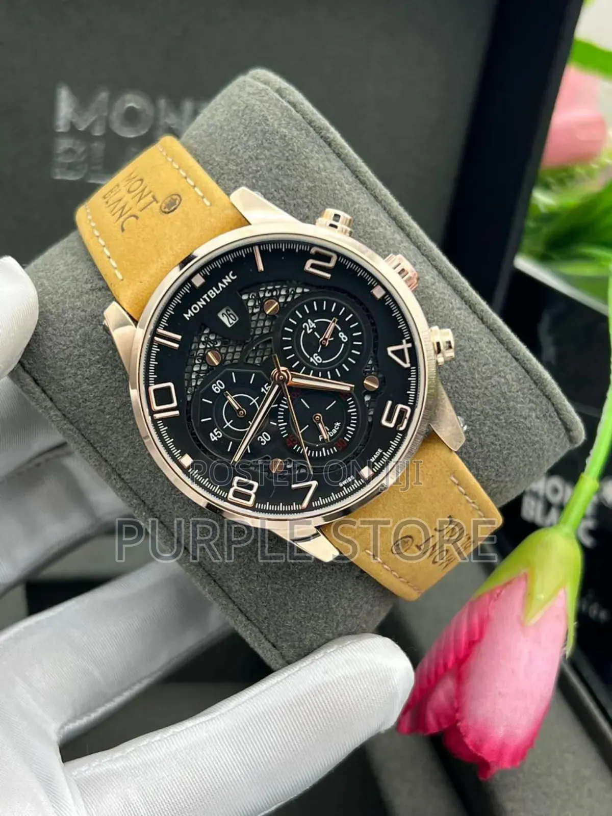 Montblanc Leather Chronograph . Watch