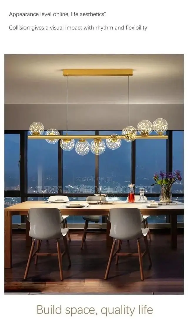 SANDYHA Nordic Modern Glass Ball Pendant Lamp Gold Chandelie