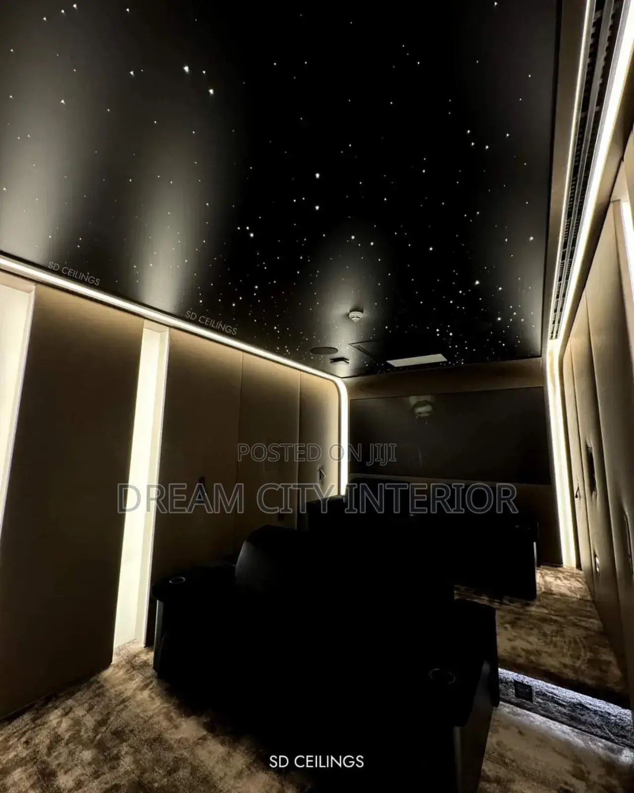 3D Black Star Ceiling Home Cinema