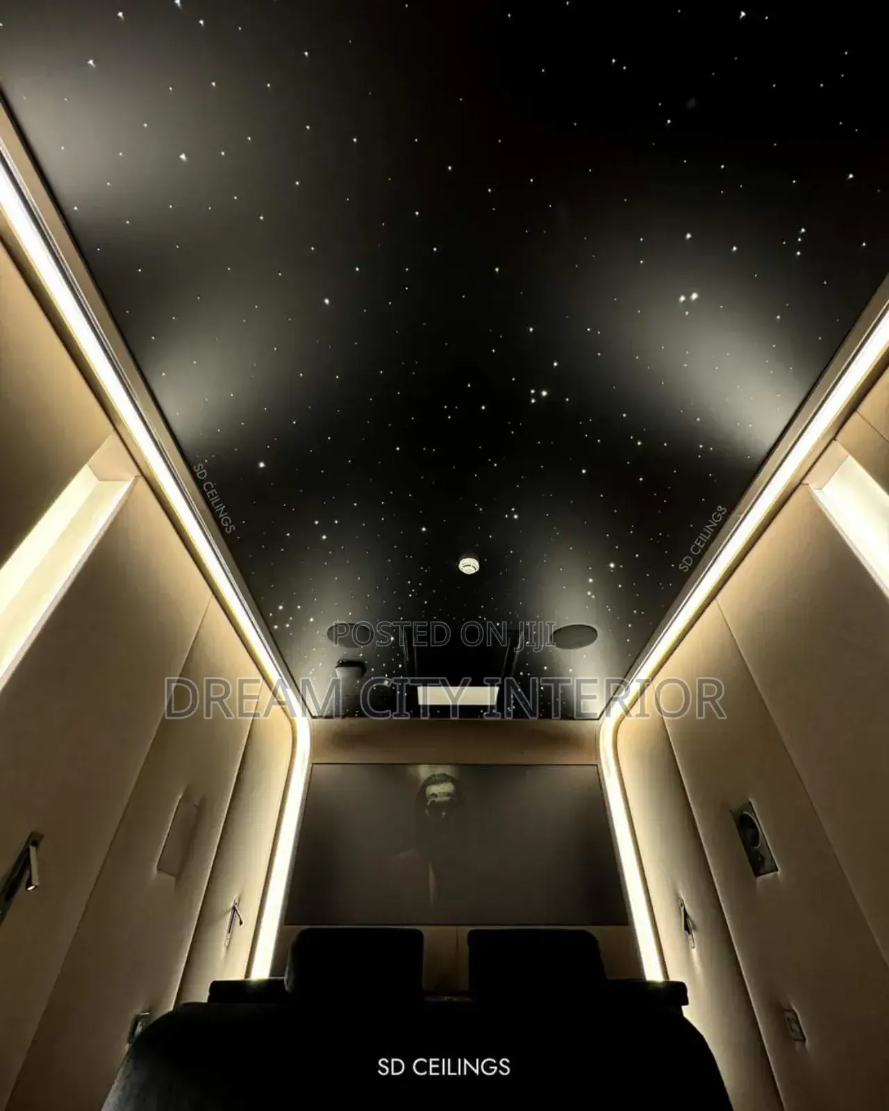 3D Black Star Ceiling Home Cinema