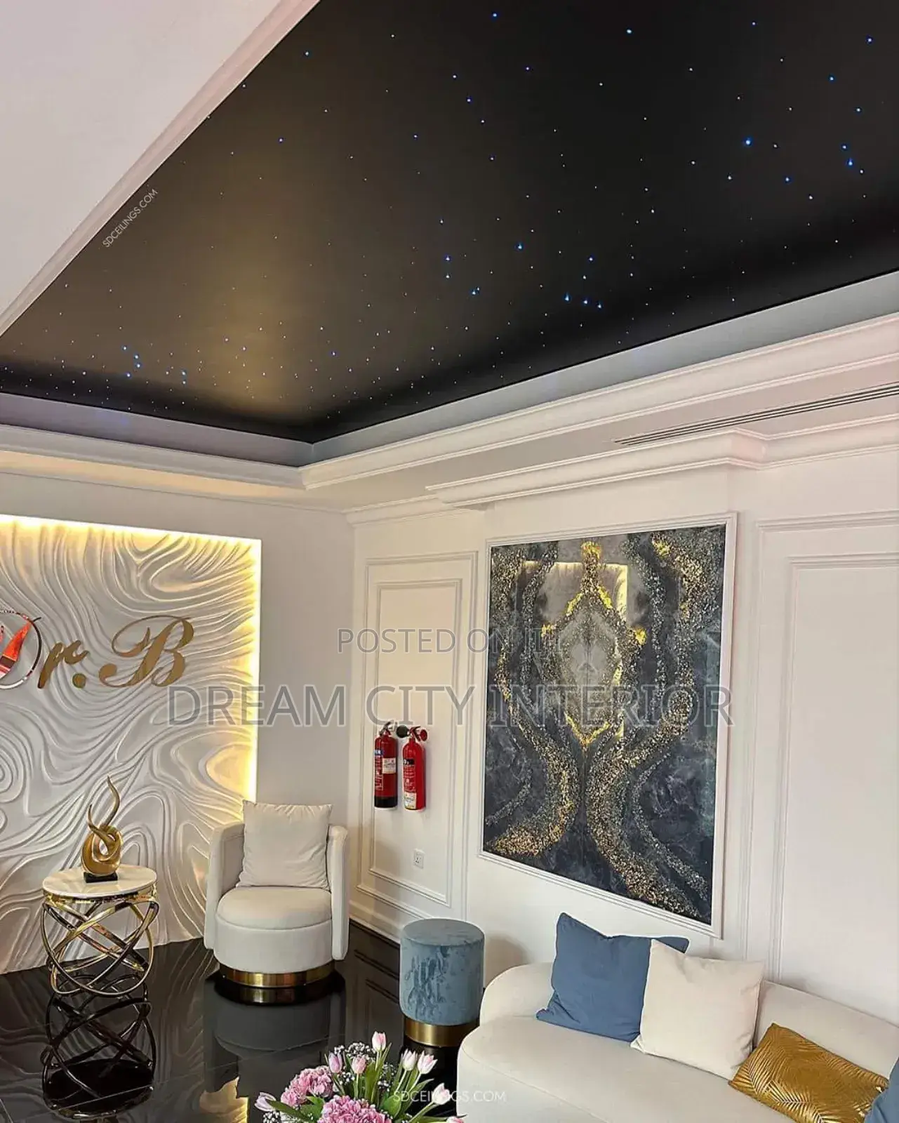3D Black Star Ceiling Home Cinema