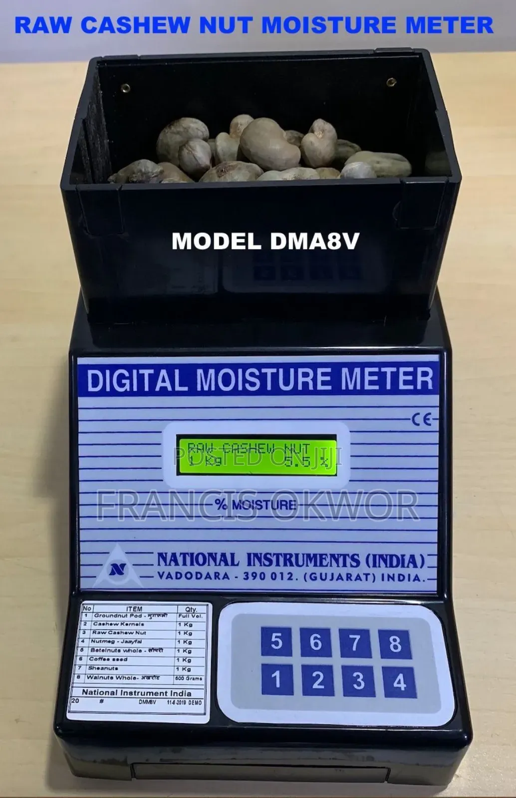 Raw Cashew Nut Moisture Meter