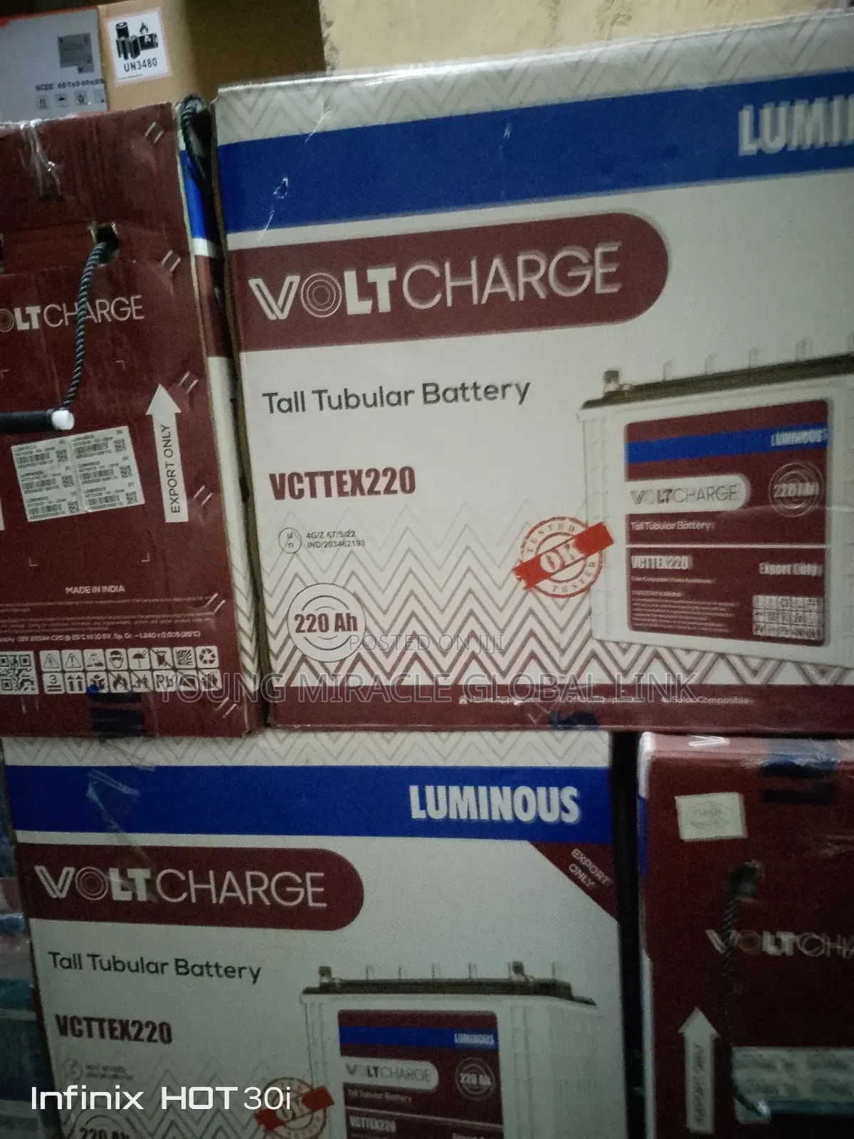 Voltcharge Luminous Tubular Battery 220ah/12v