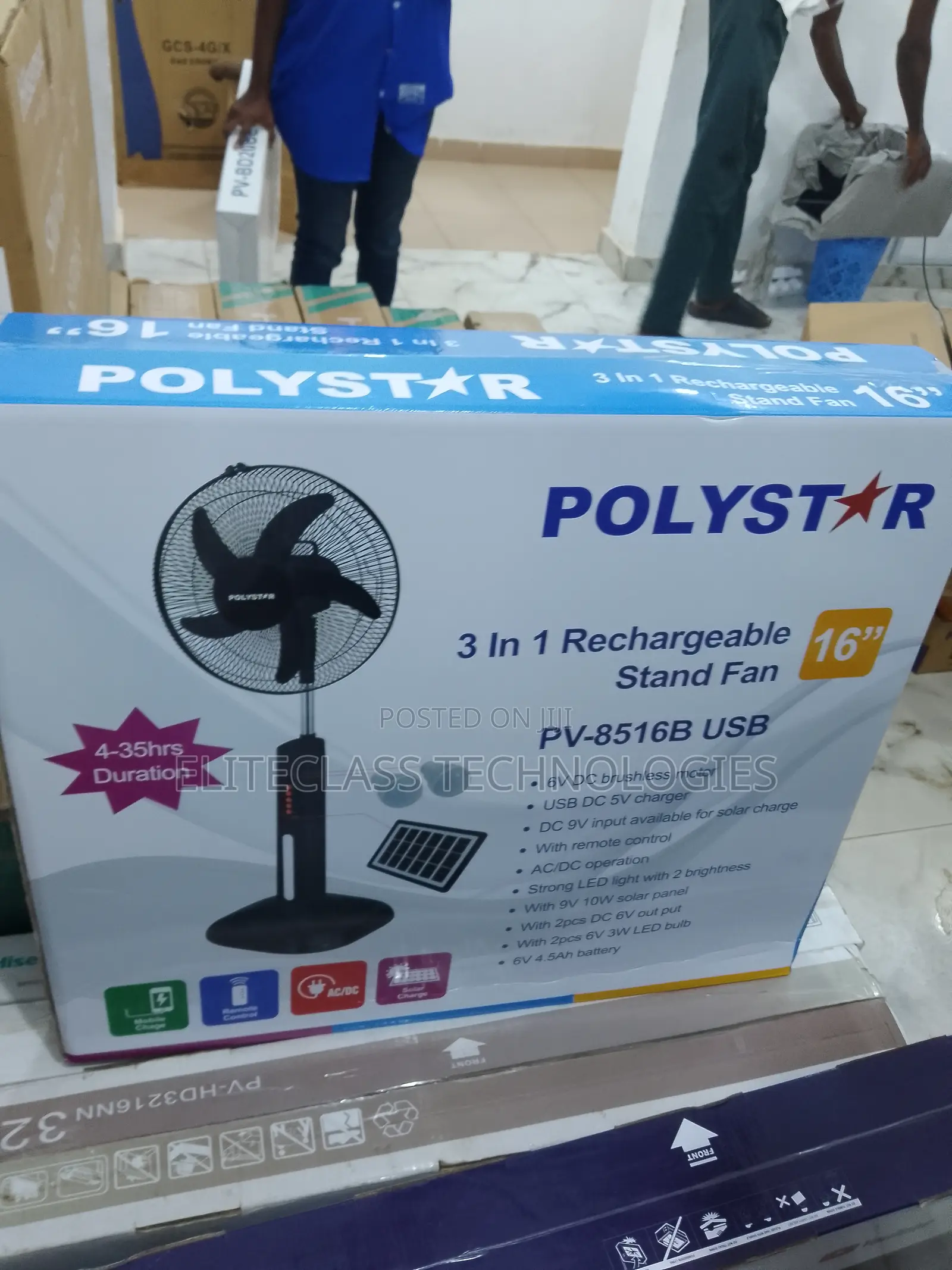 Advanced 16'' Polystar Rechargeable Fan