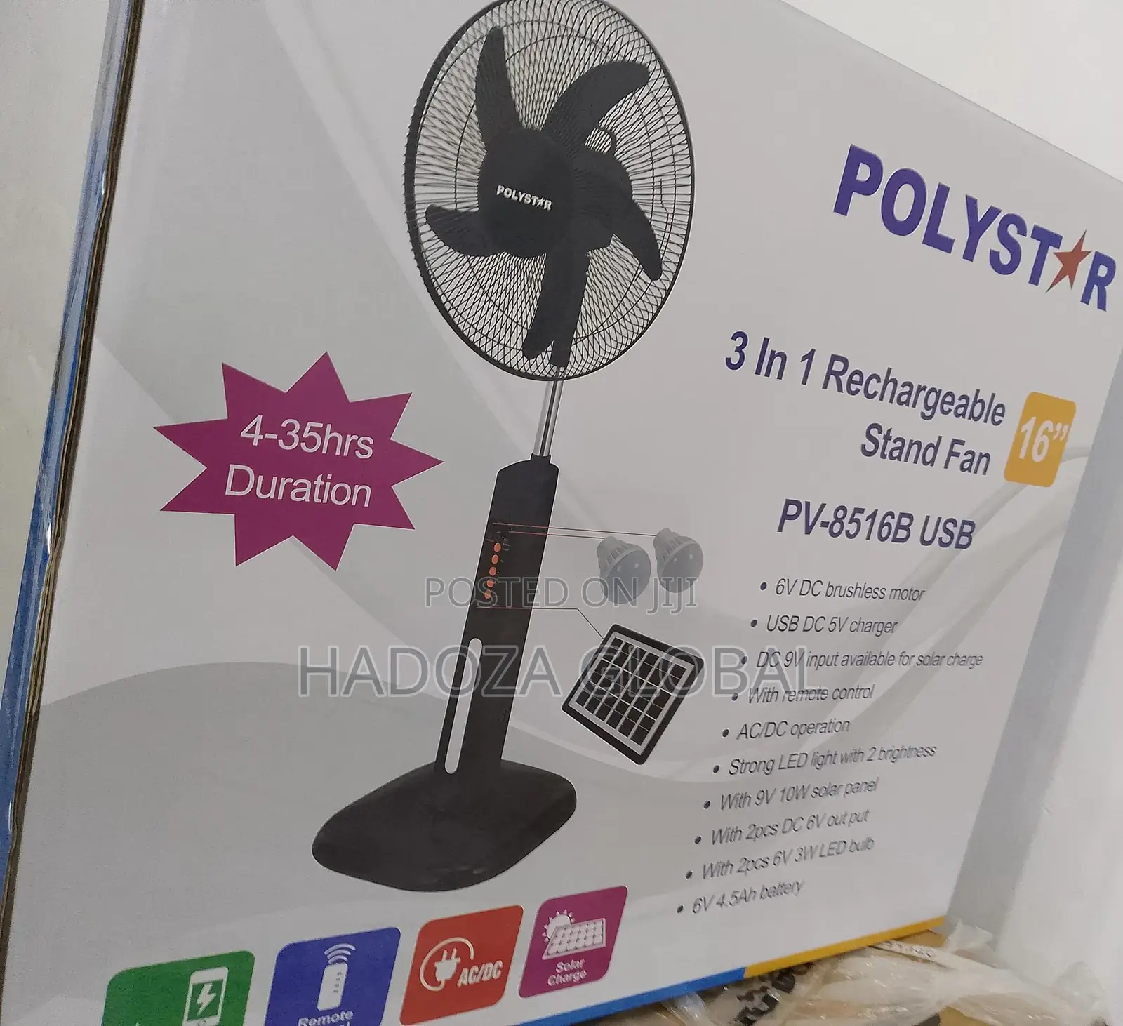 The Best Polystar 16" 3 in 1 Rechargeable Fan -Affordable