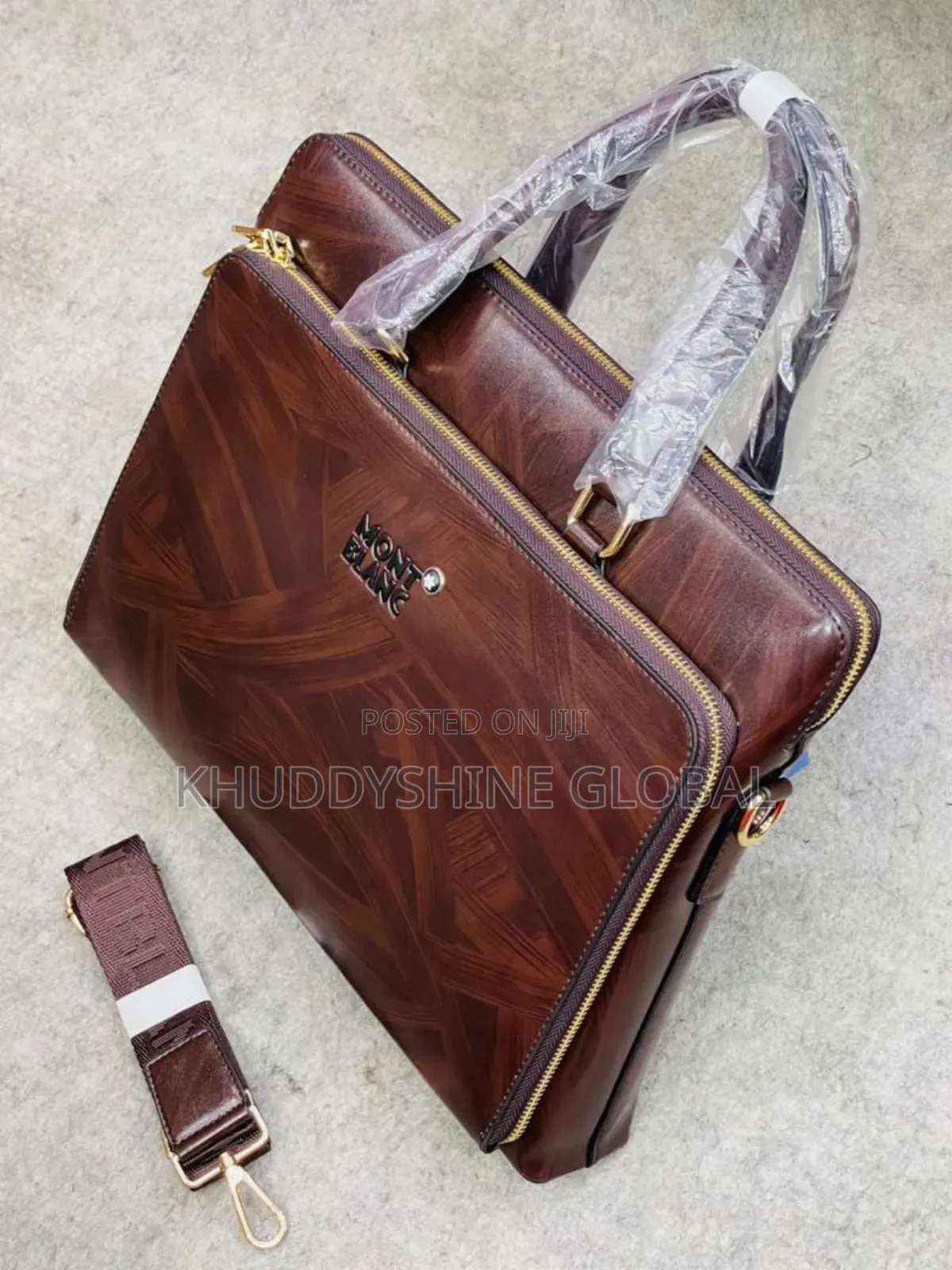 High Quality Italian Leather Montblanc Laptop Bags Brown