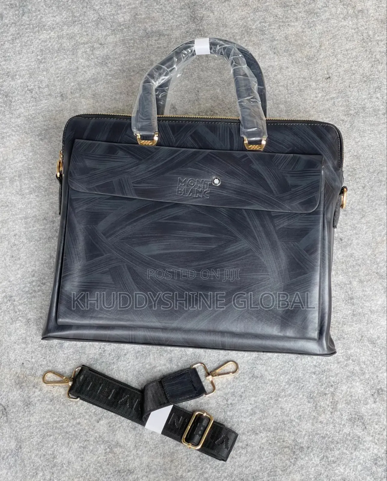 High Quality Italian Leather Montblanc Laptop Bags Black