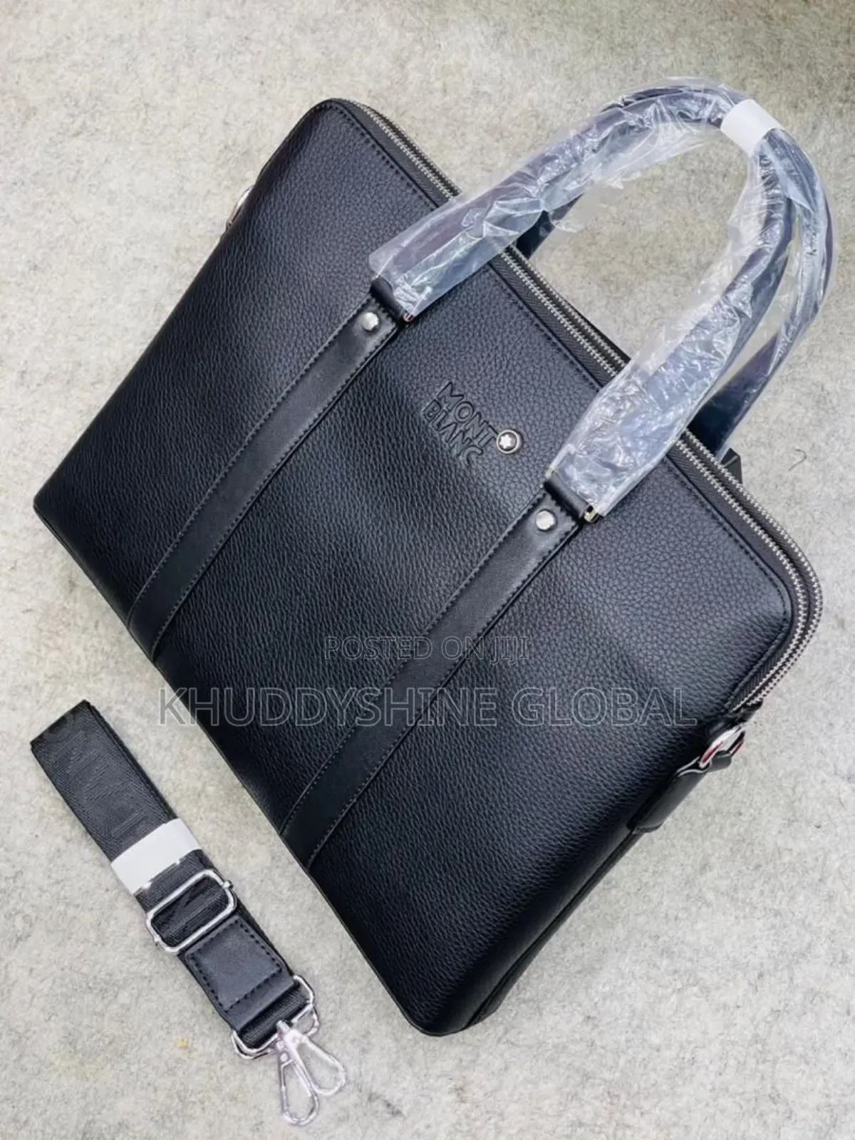 High Quality Italian Leather Montblanc Laptop Bags Black