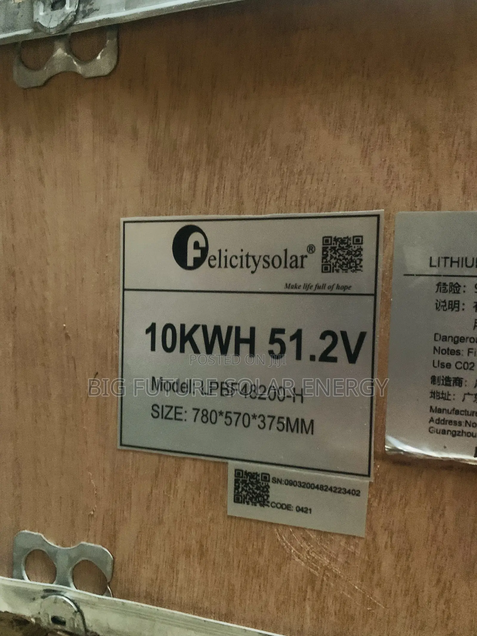 10kwh Felicity Lithium Battery 51.2v