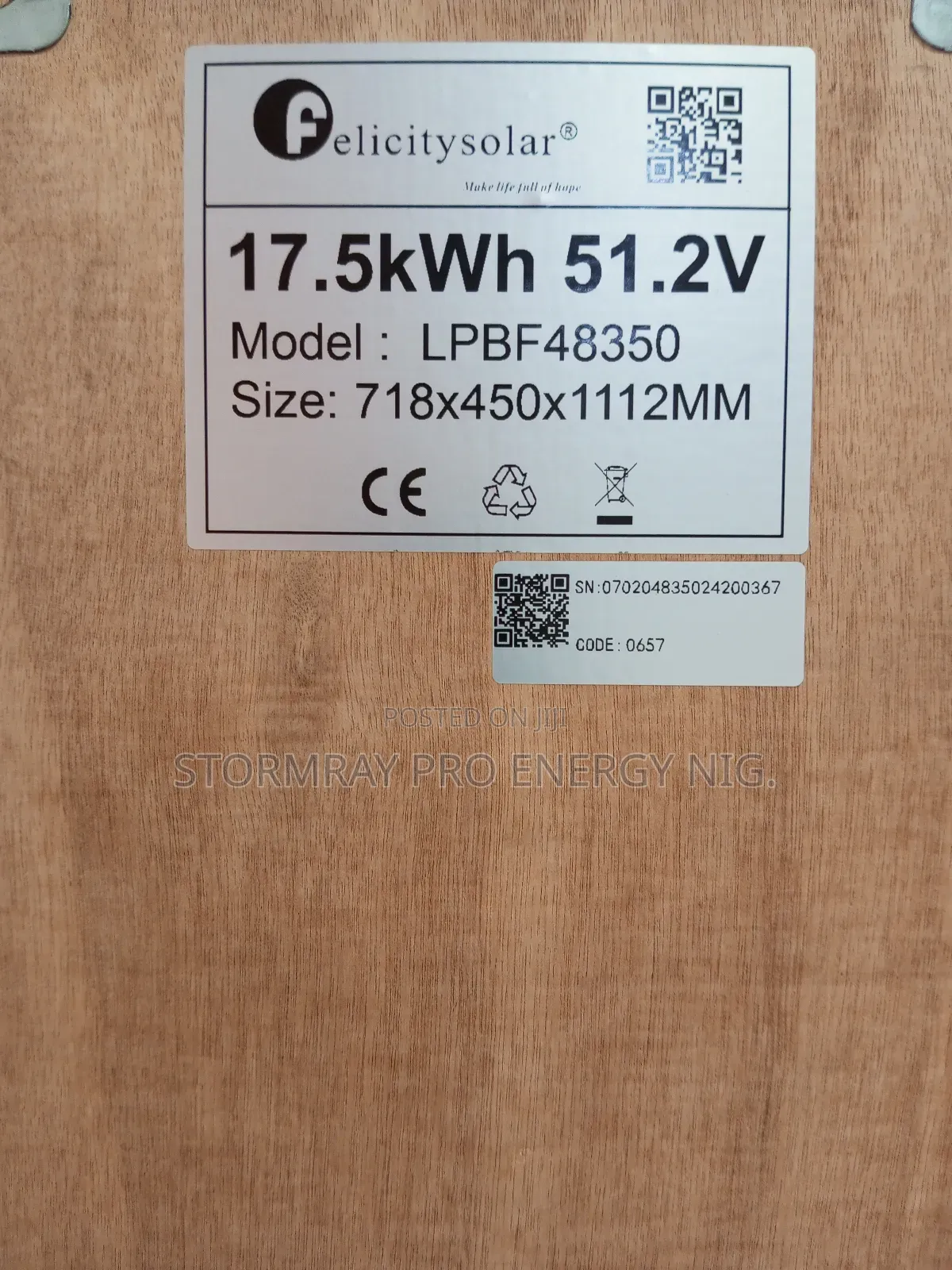 Felicity 17.5 51.2v Lithium Batteries