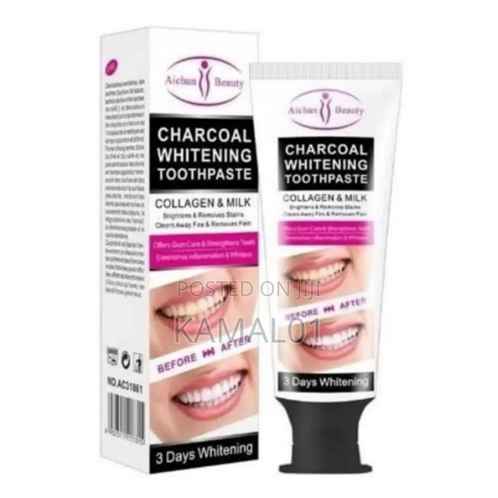 Aichun Charcoal 3 Day Whitening Toothpaste Collagen 100ml