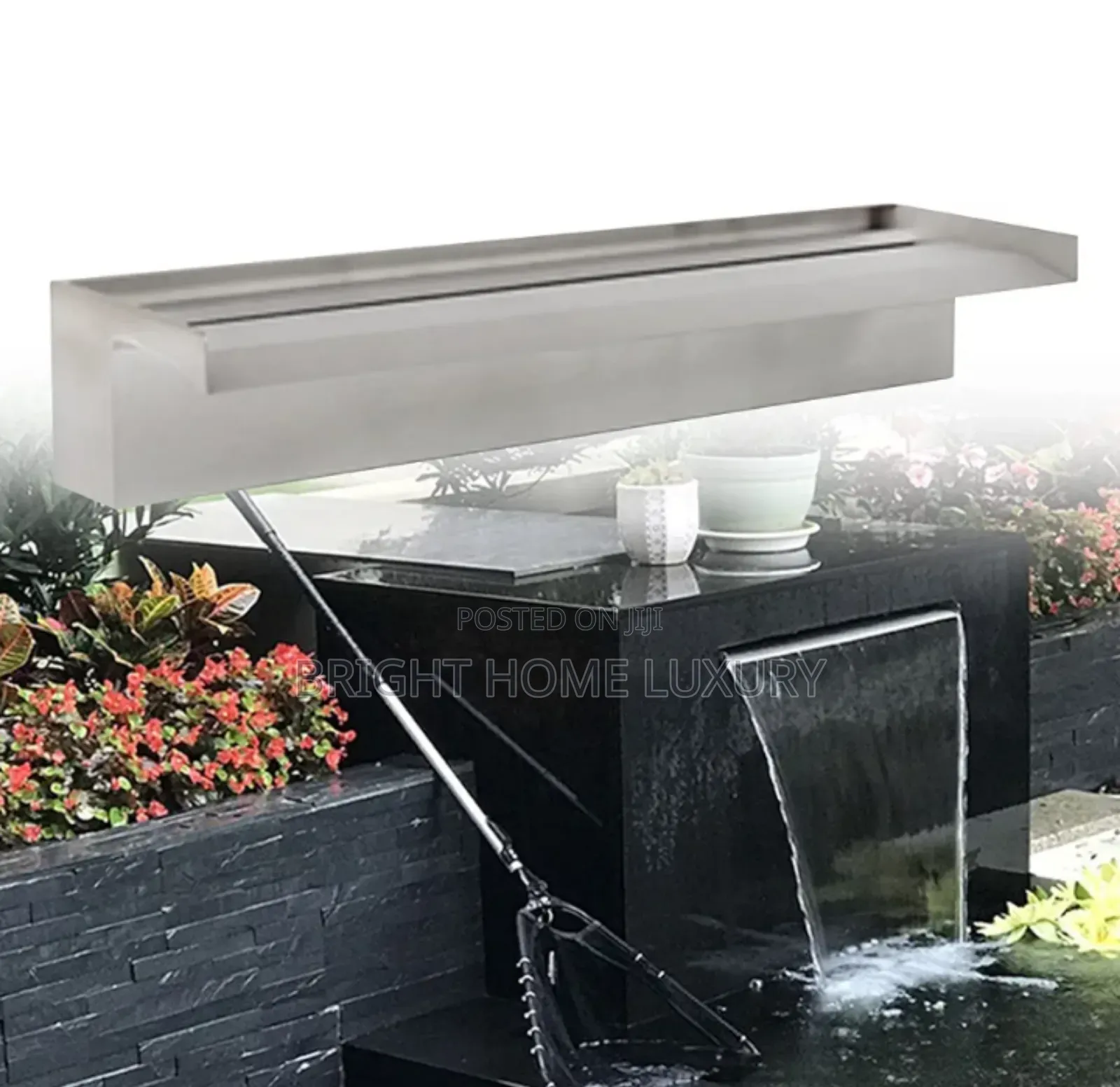 Stainless Steel Fountain Waterfall Without Light