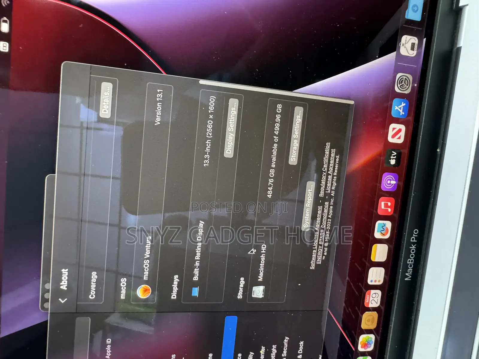 Laptop Apple MacBook Pro 2017 16GB Intel Core I7 SSD 512GB