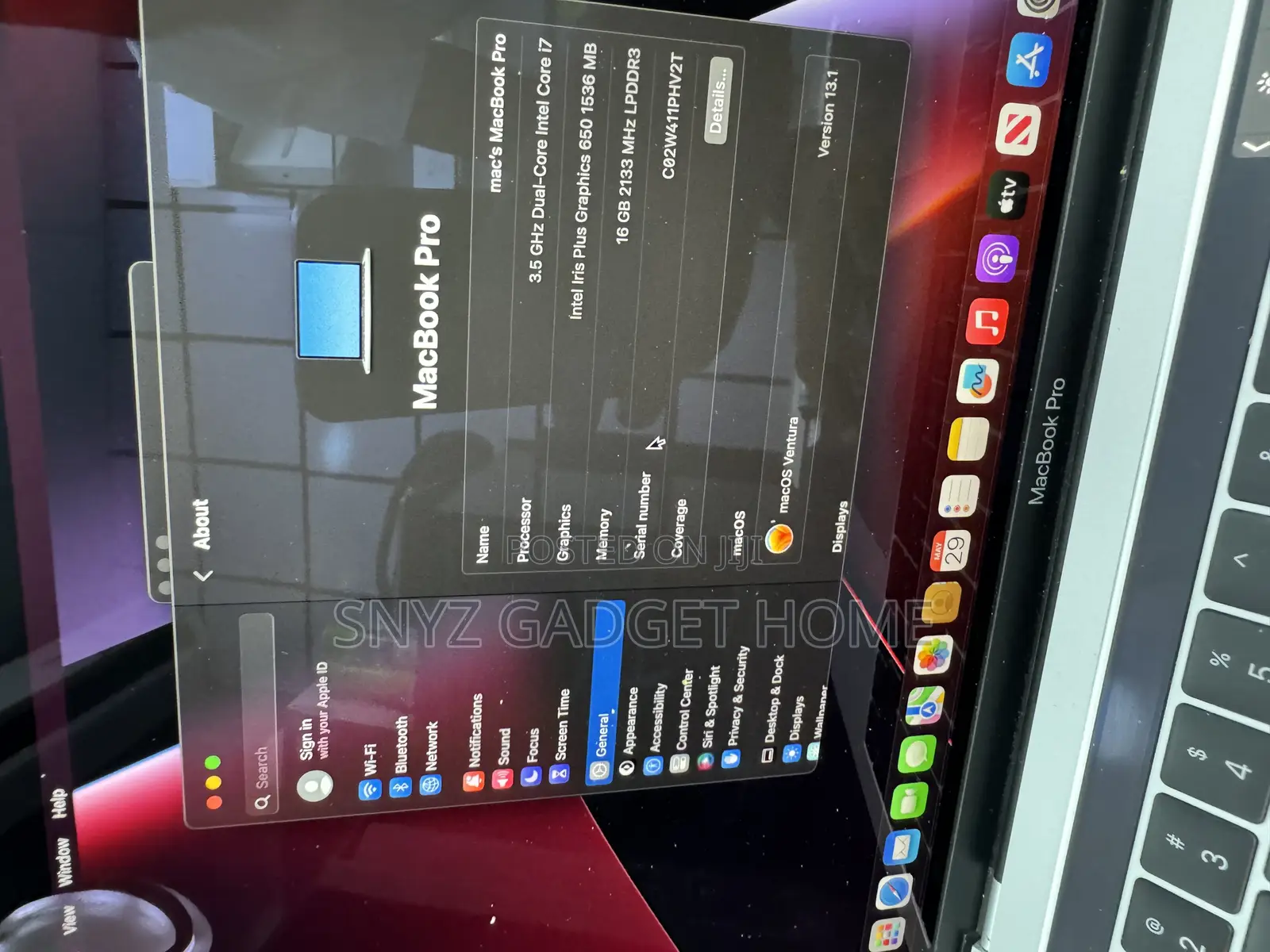 Laptop Apple MacBook Pro 2017 16GB Intel Core I7 SSD 512GB