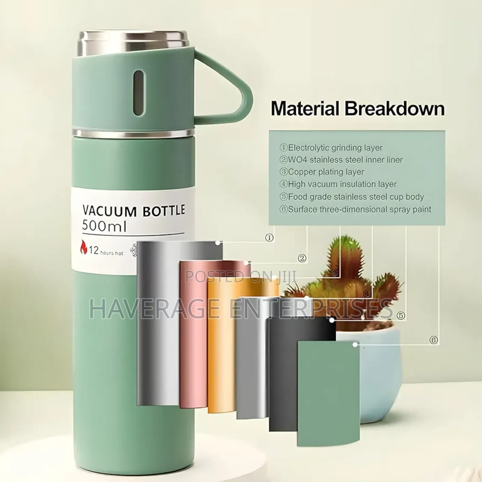 16OZ Stainless Steel Vacuum Insulated Bottle Water Flask