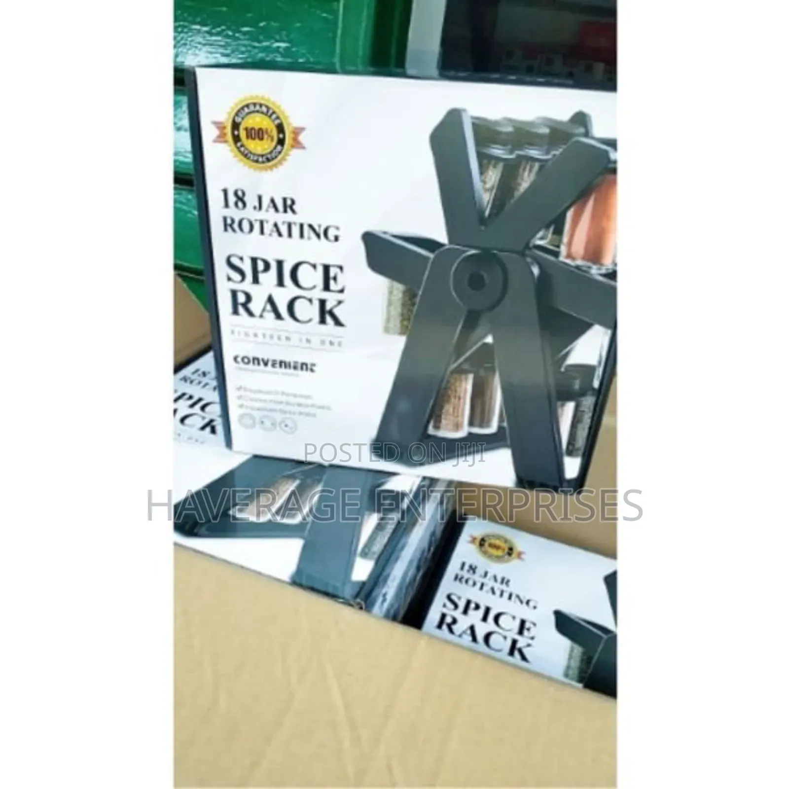 Jars Rotating Spice Rack With Labelling Stickers and Pen