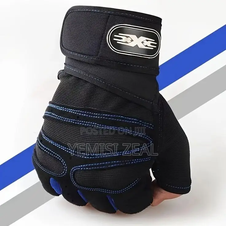 Unisex Blue and Black Gym Gloves