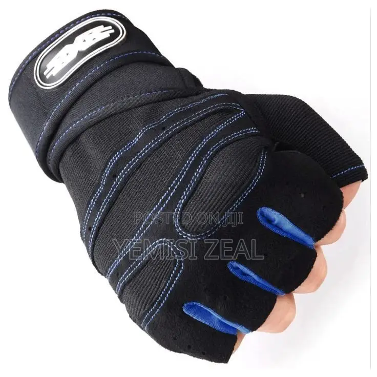 Unisex Blue and Black Gym Gloves