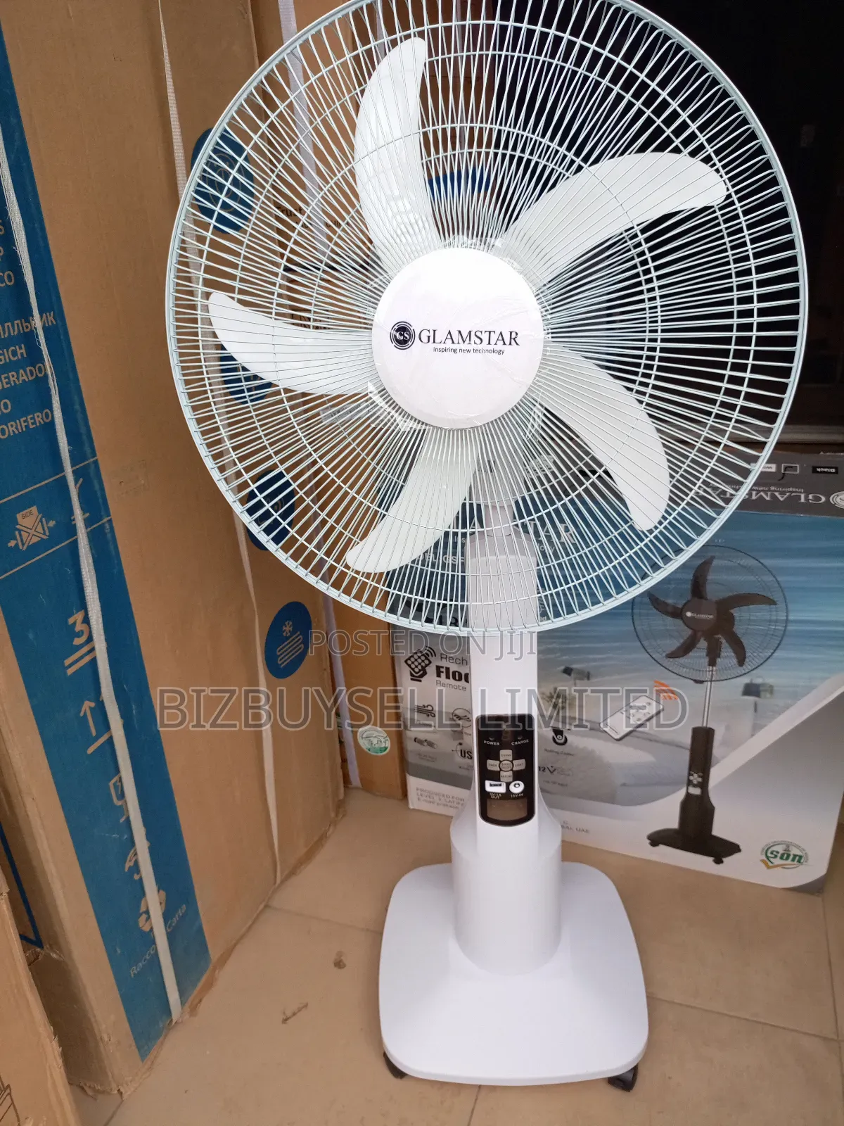 18" Glamstar Rechargeable Standing Fan With Remote Control.
