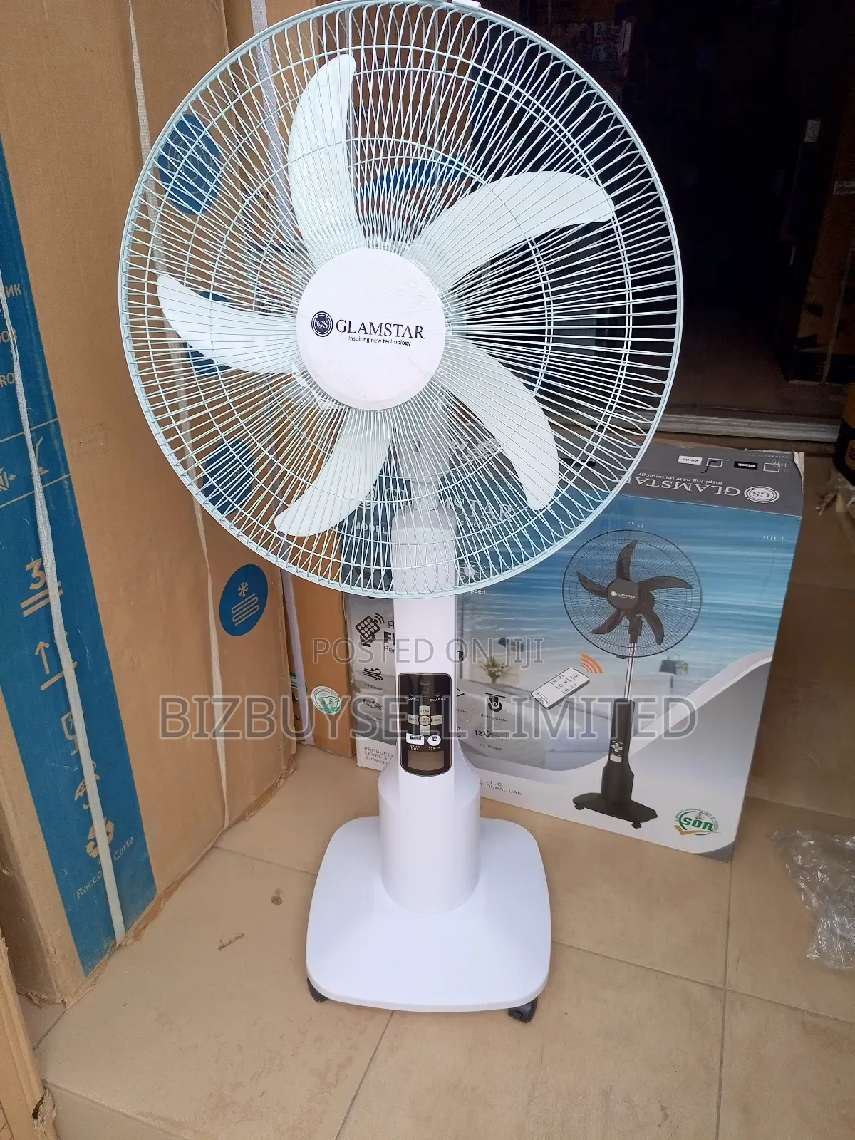 18" Glamstar Rechargeable Standing Fan With Remote Control.