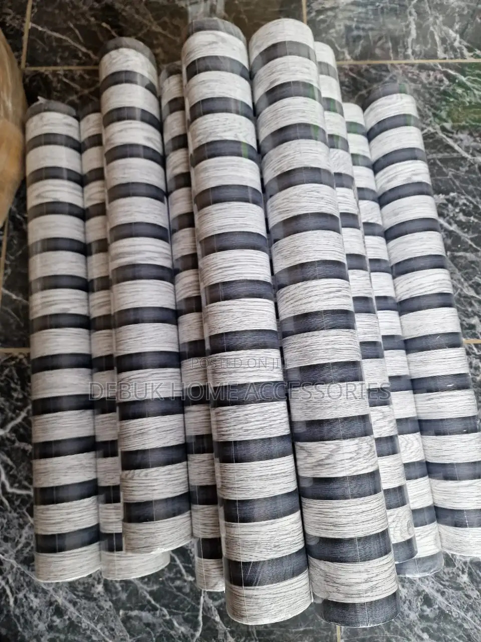 Grey and Black Fluted Wallpaper