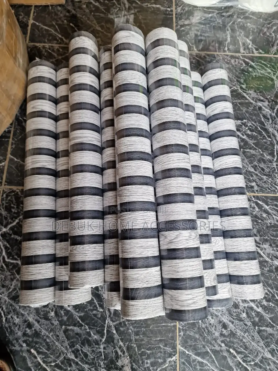 Grey and Black Fluted Wallpaper